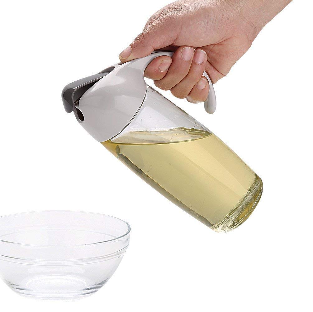 KUNYA® Automatic Opening & Closing Glass Oil Dispenser Bottle - Leak-Proof Kitchen Oil Cruet for Olive Oil, Vinegar & Seasonings (1-Pack) - Perfect for Cooking, Salad Dressing & Baking