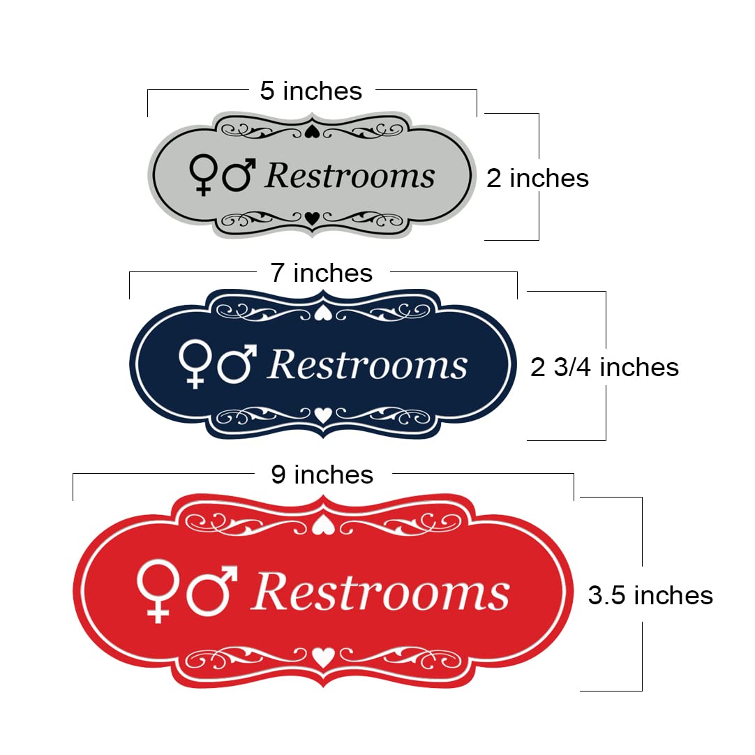 Stylish Unisex Restroom Sign with Gender Symbols (Red) - Large Wall Decal for Modern Bathrooms, Offices & Public Spaces