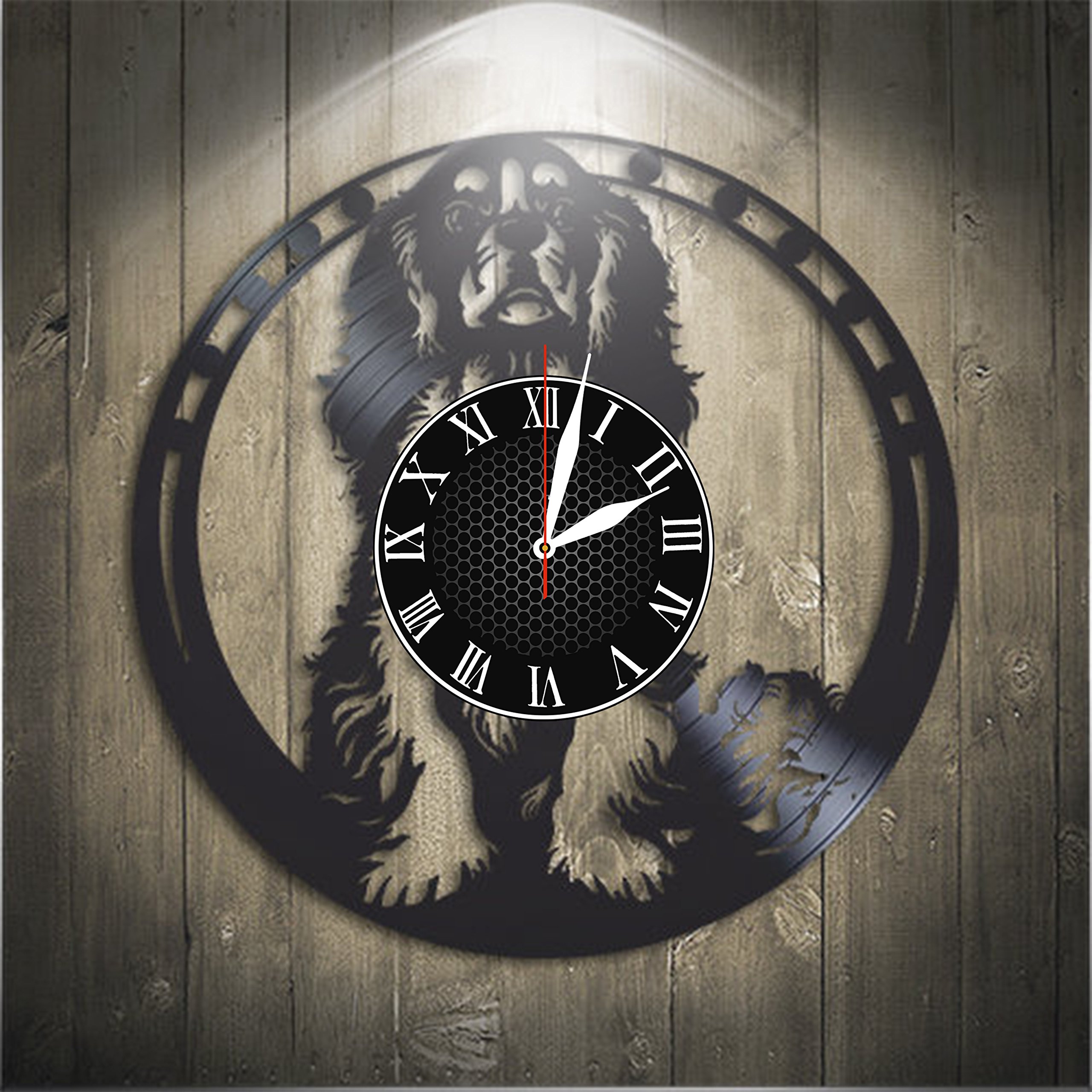 Olha Art Design Dog Vinyl Record Wall Clock - Unique Pet Lover Gift for Kids & Adults, Vintage Style Modern Wall Decor for Bedroom, Living Room - Perfect Birthday Present for Dog Owners & Animal Lovers