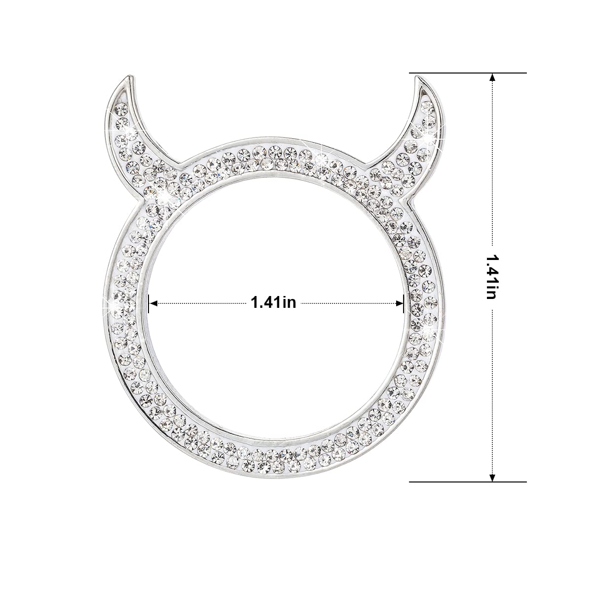 **Bling Crystal Car Engine Start Stop Button Cover - 2PCS Rhinestone Push Start Ring for Auto Interior Decor, Sparkly Little Devil Design (White) - Perfect for Car Accessories, Customization & Unique Vehicle Styling**