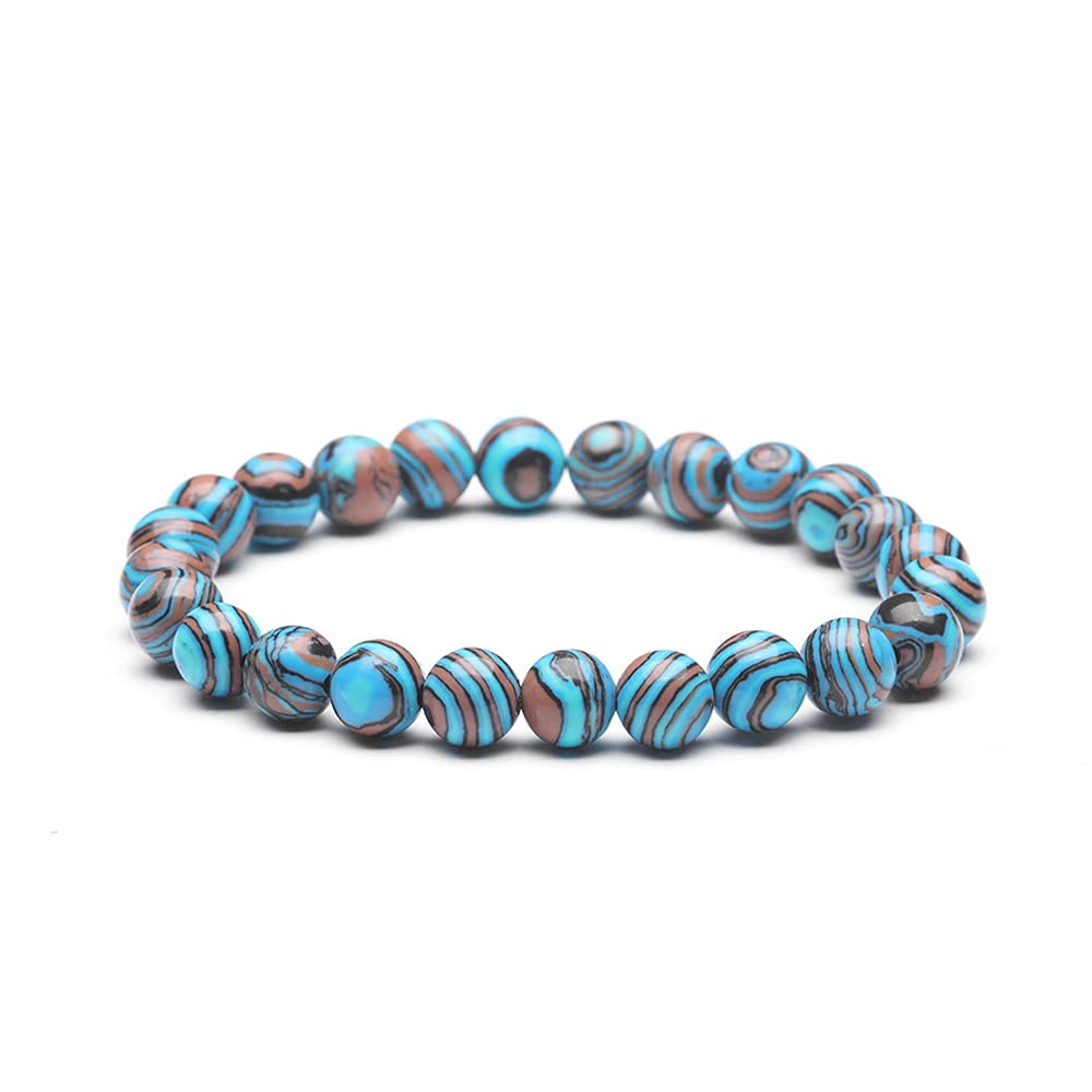 Natural Malachite & Chrysocolla Healing Bracelet for Women & Men - Anxiety Relief, Stress Reduction, Positive Energy Jewelry - Perfect for Yoga, Meditation & Spiritual Wellness