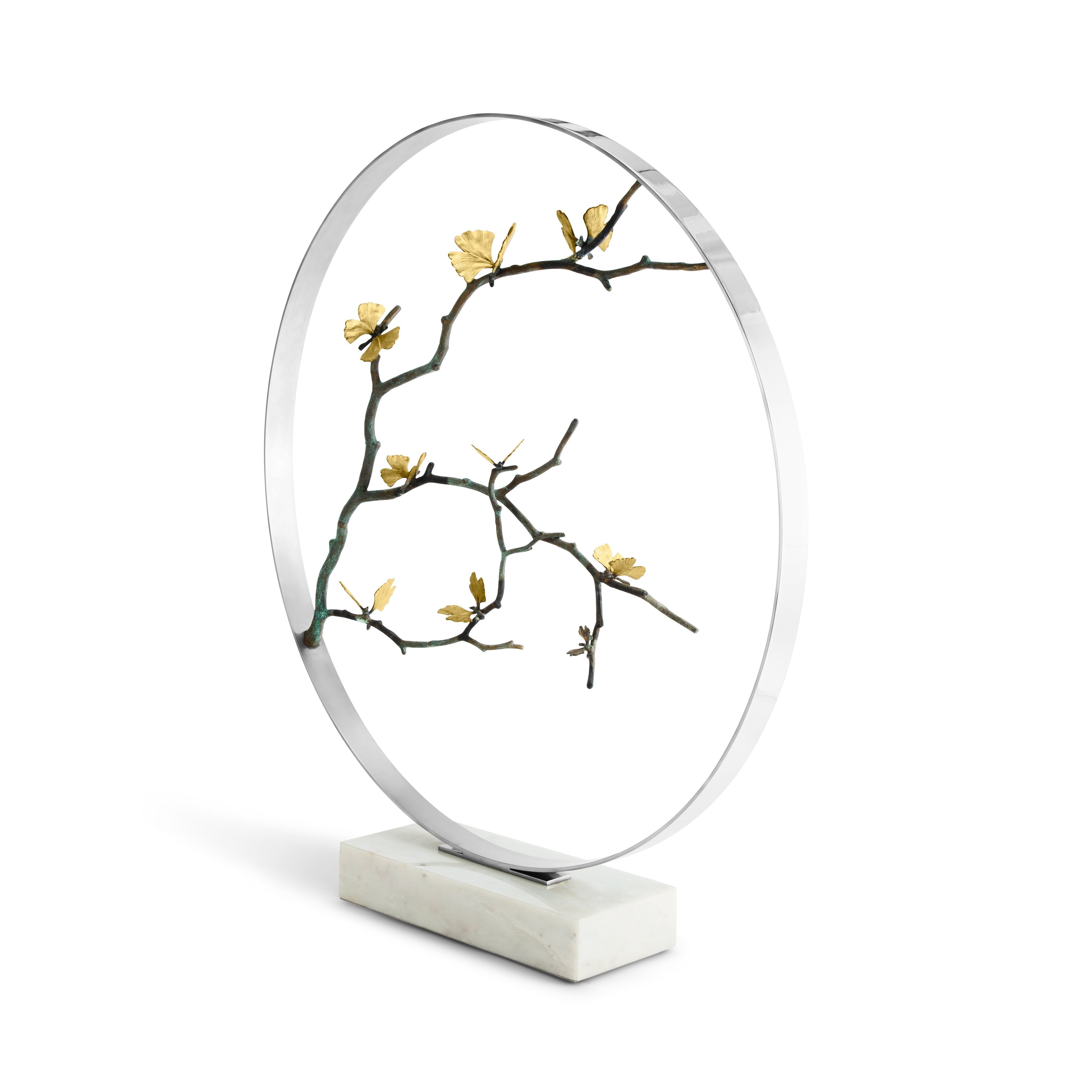 Elegant Butterfly Ginkgo Moon Gate Sculpture - Handcrafted Asian Garden Art for Outdoor Decor & Zen Landscaping