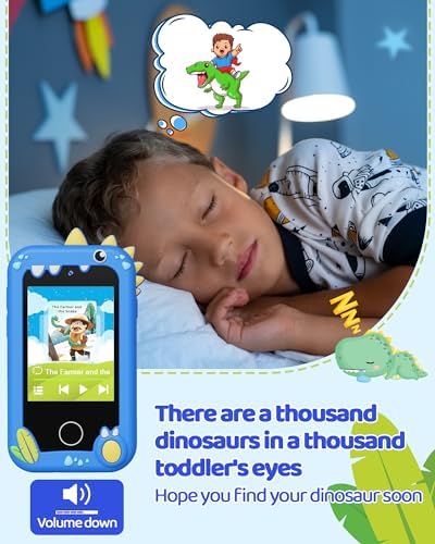 **KOKODI Kids Smart Phone Toy - Touchscreen HD Dual Camera Learning Phone for Boys & Girls 3-10 | Christmas Birthday Gift, Travel & Preschool Educational Toy | Dinosaur-Themed Play Phone for Toddlers (Ideal for Home, Car, & Classroom Use)**