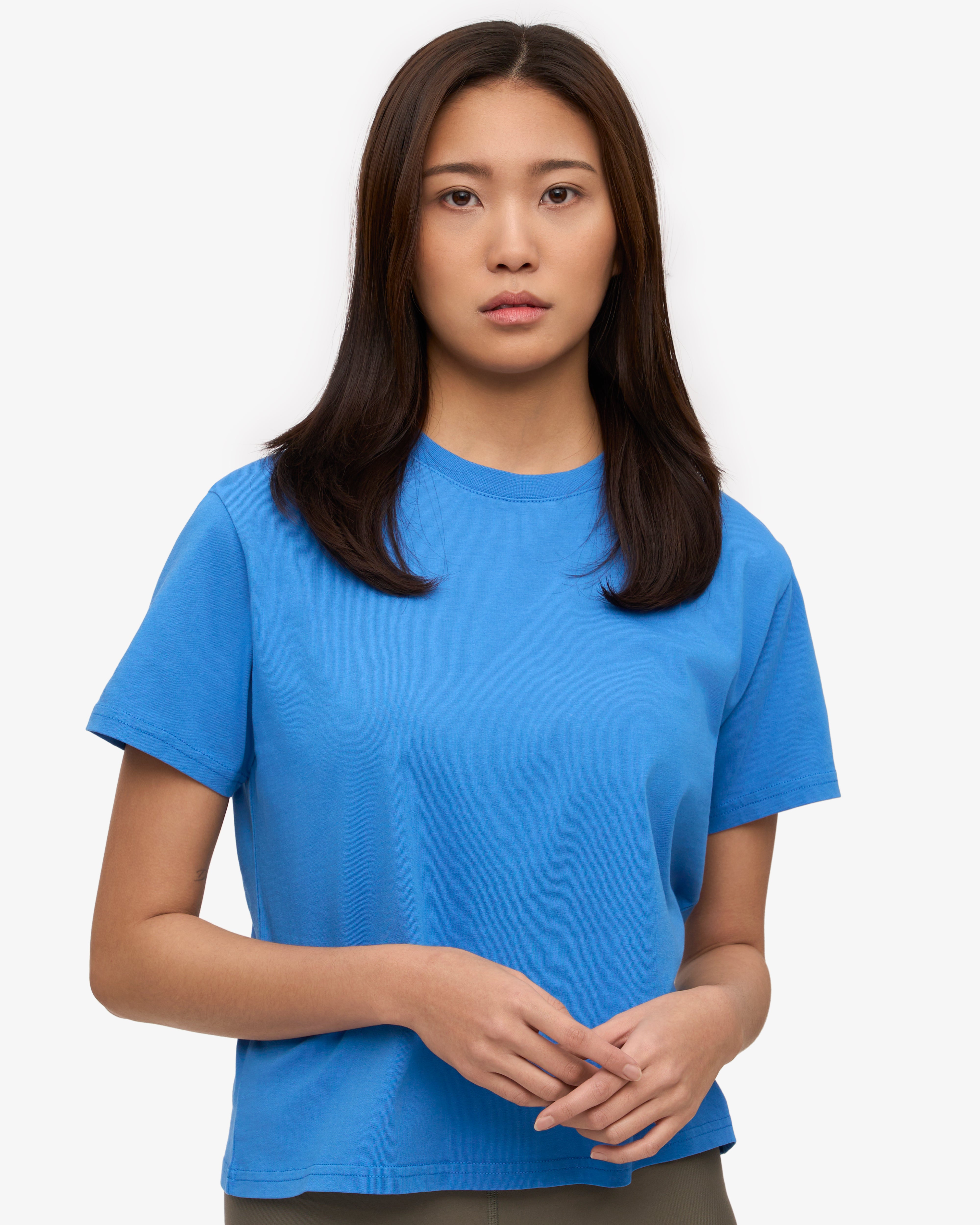 Organic Boxy Crop Tee - Soft Cotton Women's T-Shirt in Pacific Blue | Casual Streetwear & Summer Outfit Essential