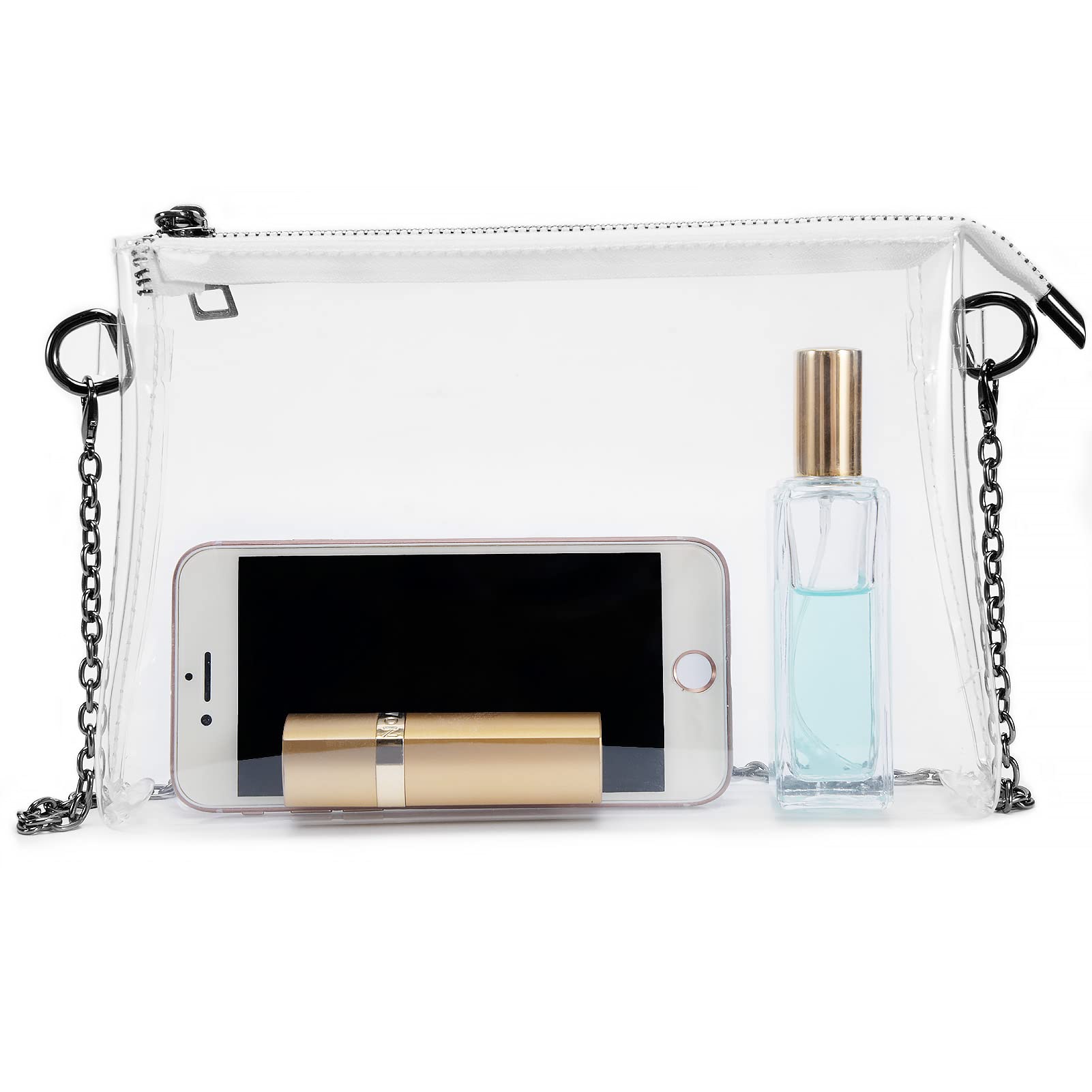 Lorbro Clear Purse for Women - Stadium Approved Transparent Crossbody Bag with Secure Zipper Closure | Perfect for Concerts, Sports Events & Travel | Fashionable & Functional Clear Handbag