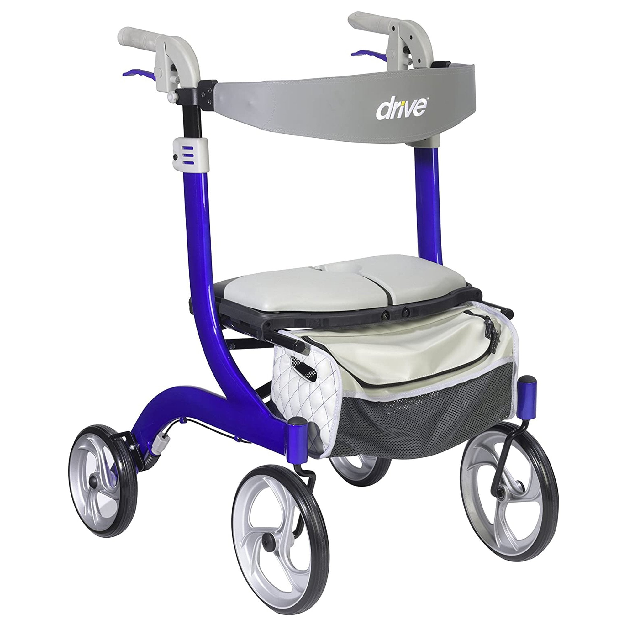 Drive Nitro DLX 4 Wheel Rollator Walker with Seat - Lightweight Mobility Aid for Seniors & Adults - Perfect for Indoor/Outdoor Use, Shopping & Travel Assistance