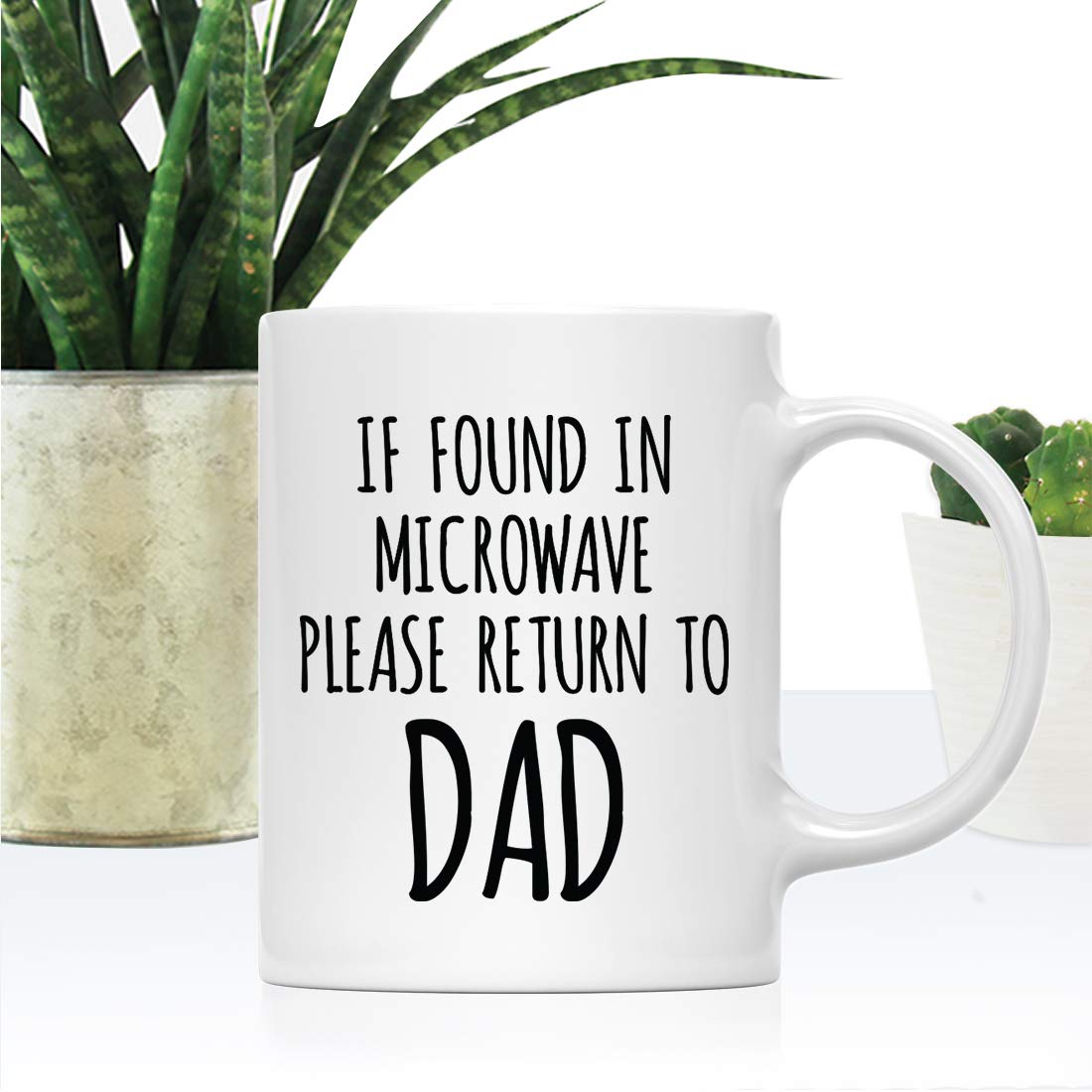 Funny Father's Day Coffee Mug Gift - 11oz Novelty Cup for Dad with 'If Found in Microwave Please Return to Dad' Design - Perfect for Birthday, Christmas & Hot Chocolate - Great for Office, Home & Gifting