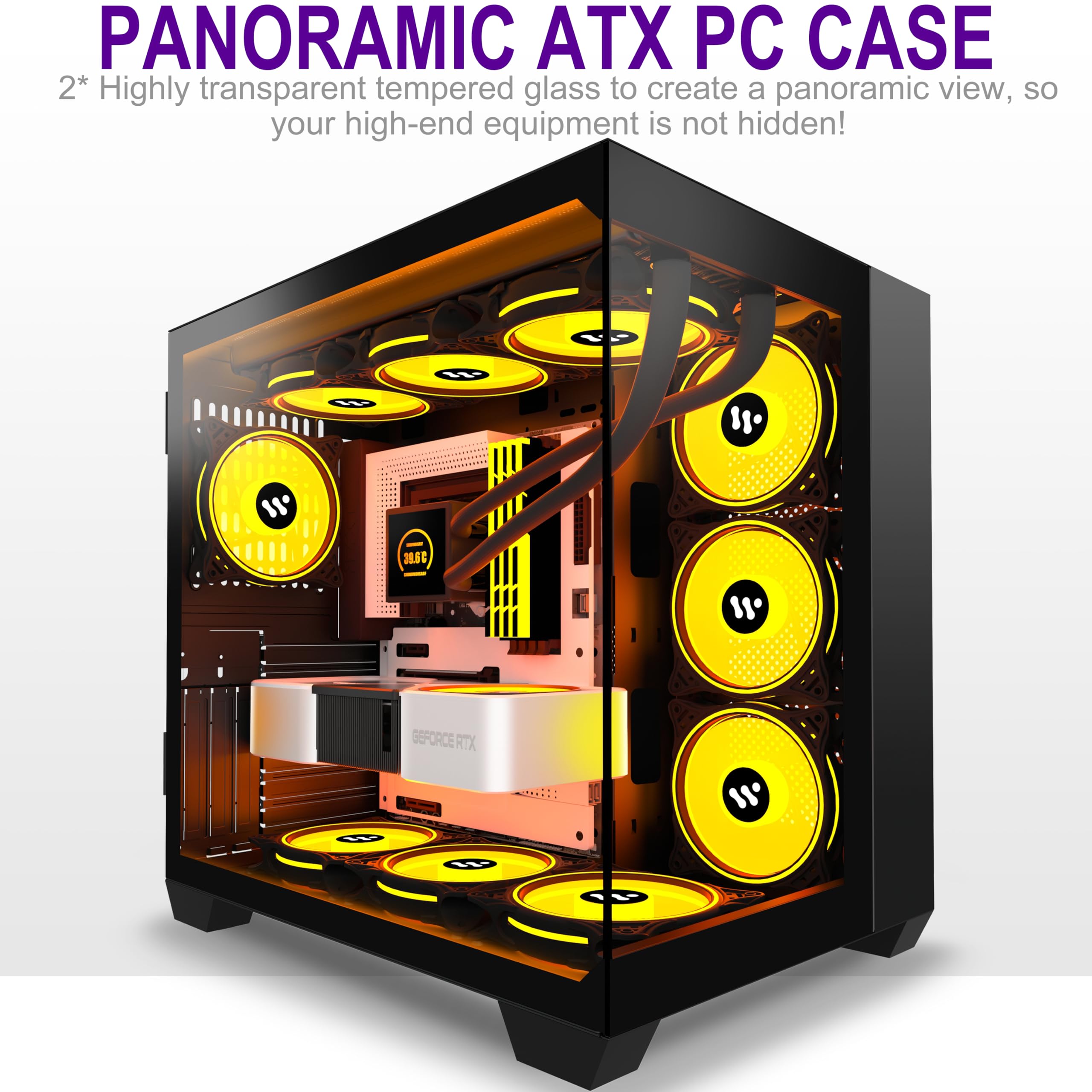 AMANSON ATX Mid Tower PC Gaming Case - Tempered Glass Side Panel, High Airflow Design, Tool-Free Installation (Black, H03 Model) - Perfect for Gaming Rigs, Workstations & Home Office Setups
