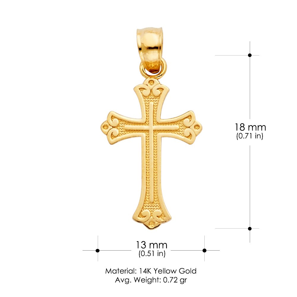 14K Yellow Gold Cross Charm Pendant with 0.9mm Wheat Chain Necklace - Elegant Religious Jewelry for Women, Perfect for Baptism, Confirmation, Christmas Gifts & Everyday Wear
