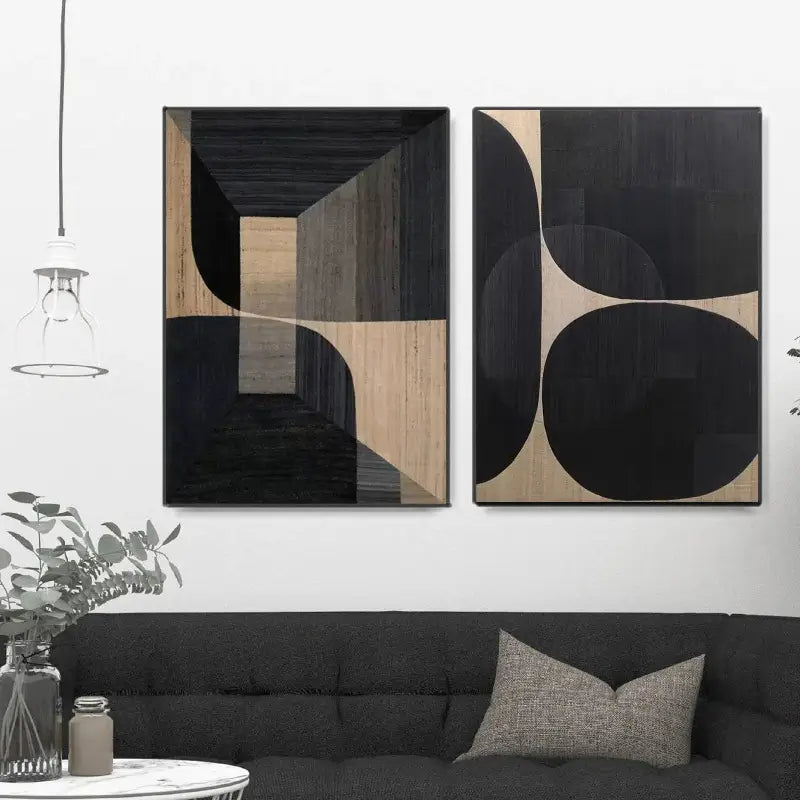 Abstract Tranquility Wall Art Set of 2 - Modern Minimalist Canvas Paintings for Living Room, Bedroom & Office Decor #WS023