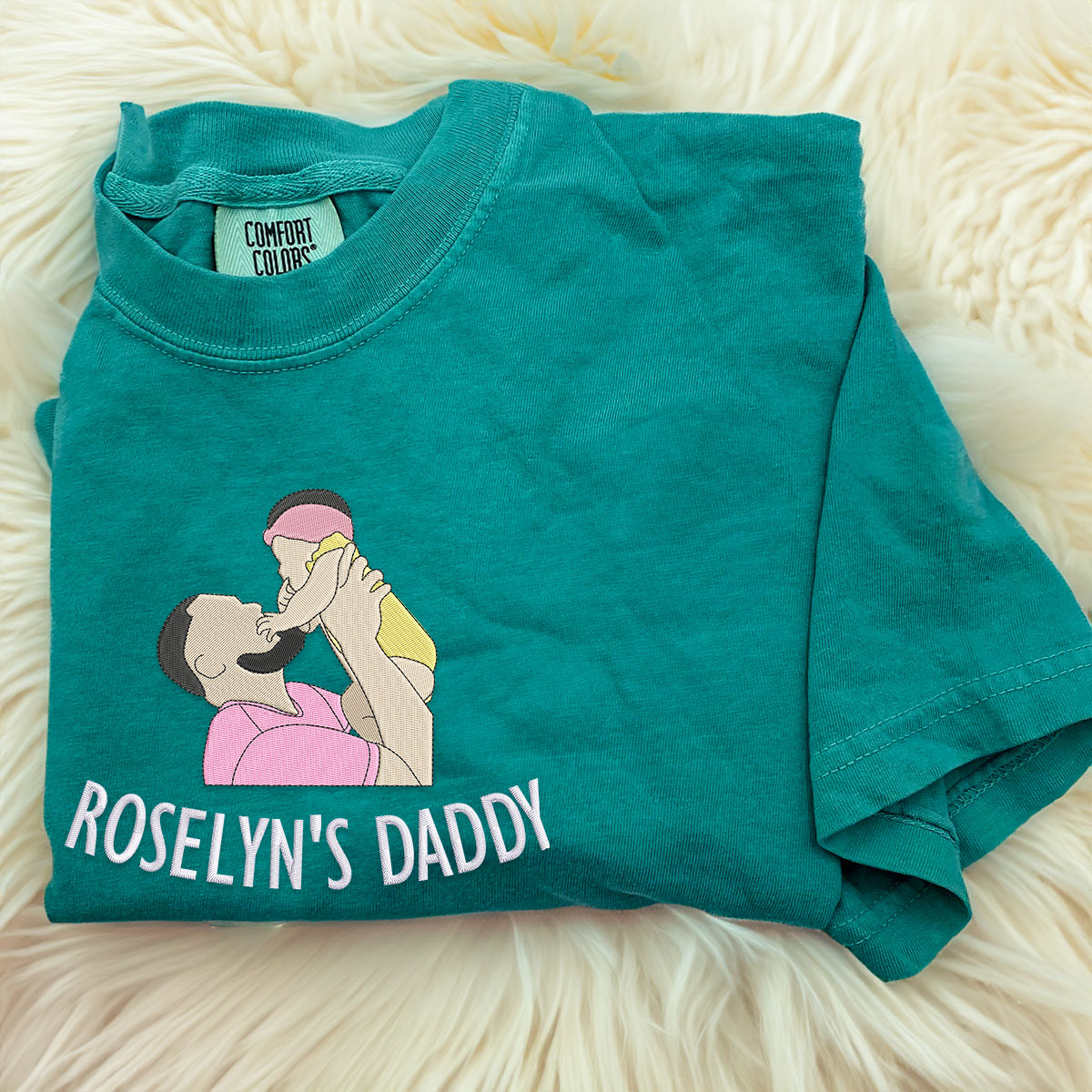 Comfort Color® Custom Embroidered World's Best Dad T-Shirt - Soft Cotton Casual Wear for Father's Day Gifts & Family Events