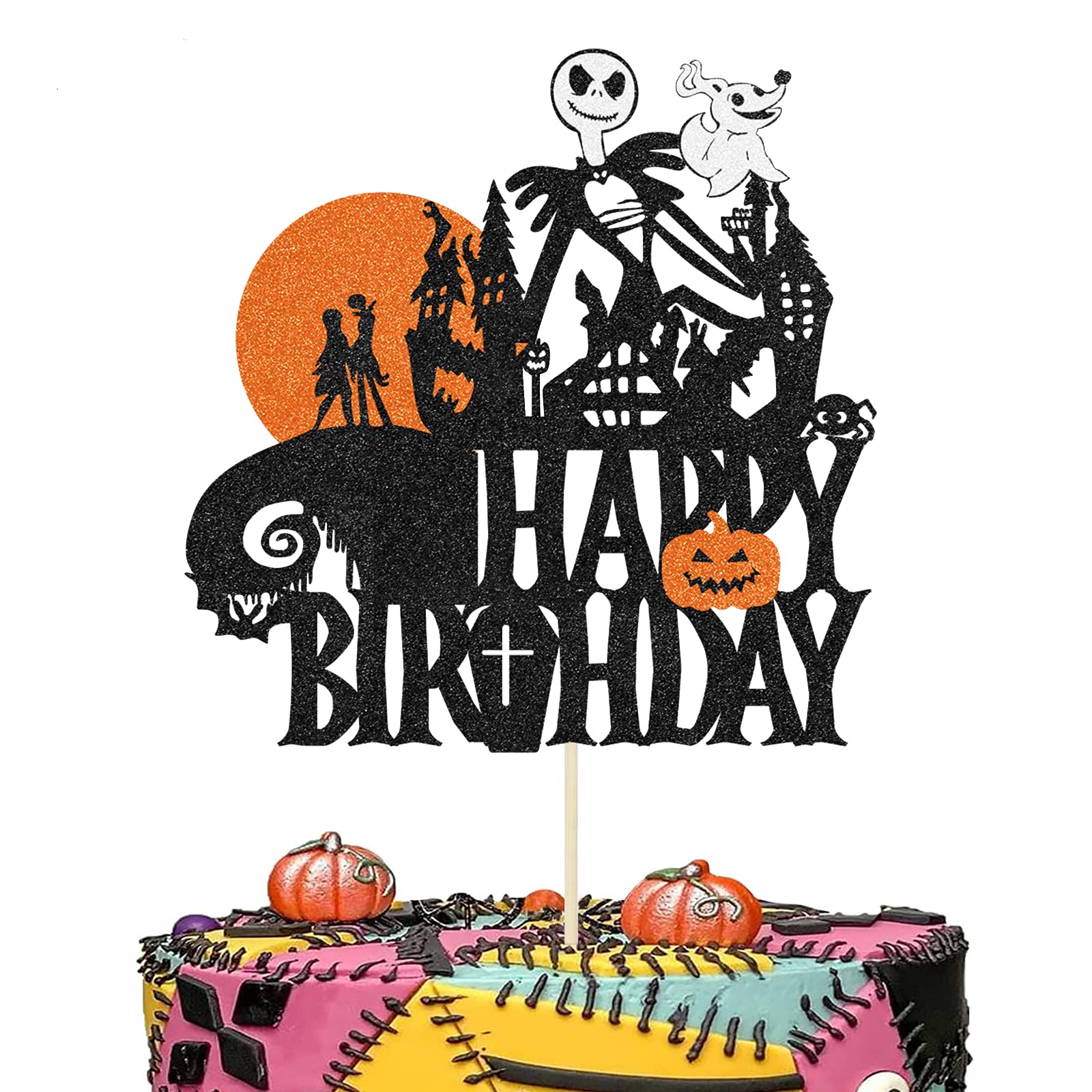 Happy Halloween Pumpkin Cake Topper - Wizard Ghost Themed Birthday Party Decorations for Kids | Perfect for Halloween Cakes, Cupcakes, and Spooky Party Desserts