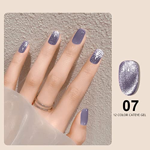VERONNI Purple Magnetic Cat Eye Gel Nail Polish - Reflective Glitter UV Soak Off Gel with Magnet for Nail Art Manicure (E-07) | Perfect for Salon, Home Use & Special Occasions