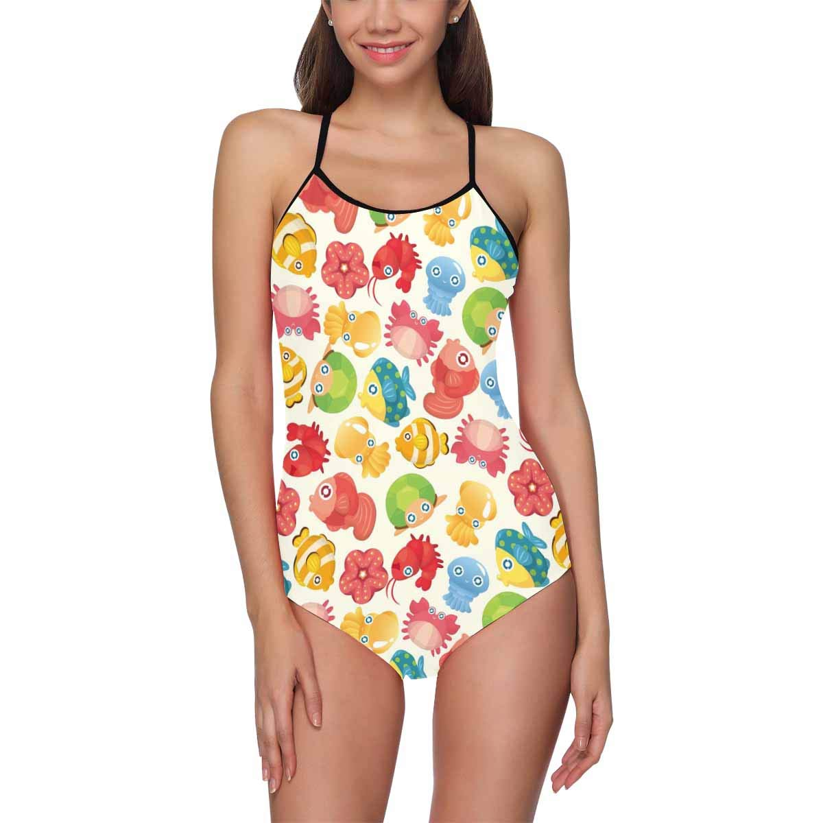 Colorful Fruit Print Women's One Piece Swimsuits - High Cut Monokini Bathing Suit for Beach, Pool & Summer Vacations