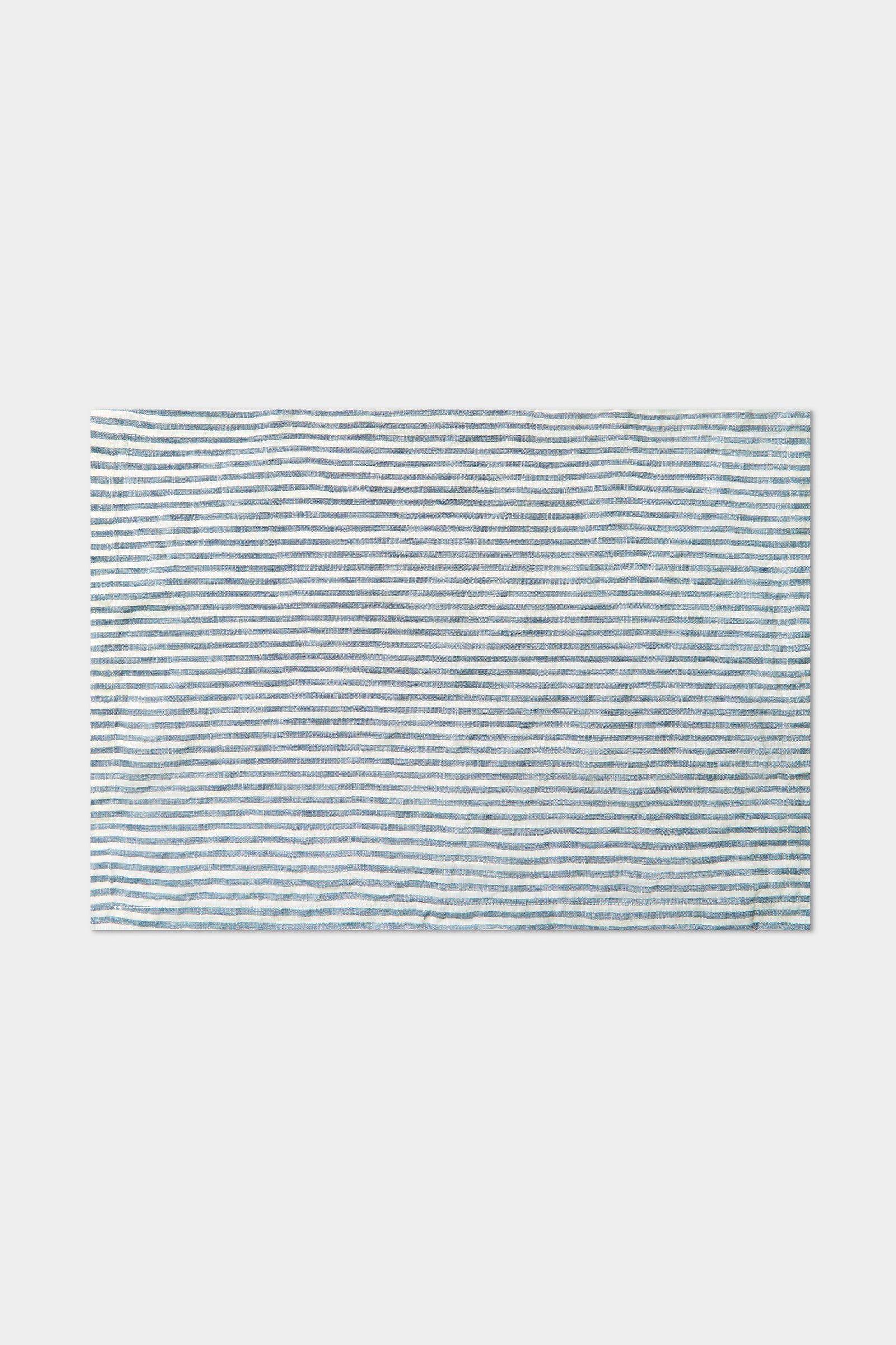 Premium Linen Placemats Set of 4 - Blue and White Ocean Stripe Design - Elegant Table Setting for Dining Room, Kitchen, or Outdoor Entertaining
