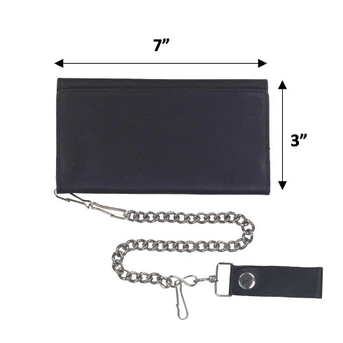Open Road Men's Chain Trifold Leather Wallet - RFID Blocking Bifold Wallet for Men with Money Clip - Perfect for Travel, Business & Everyday Use