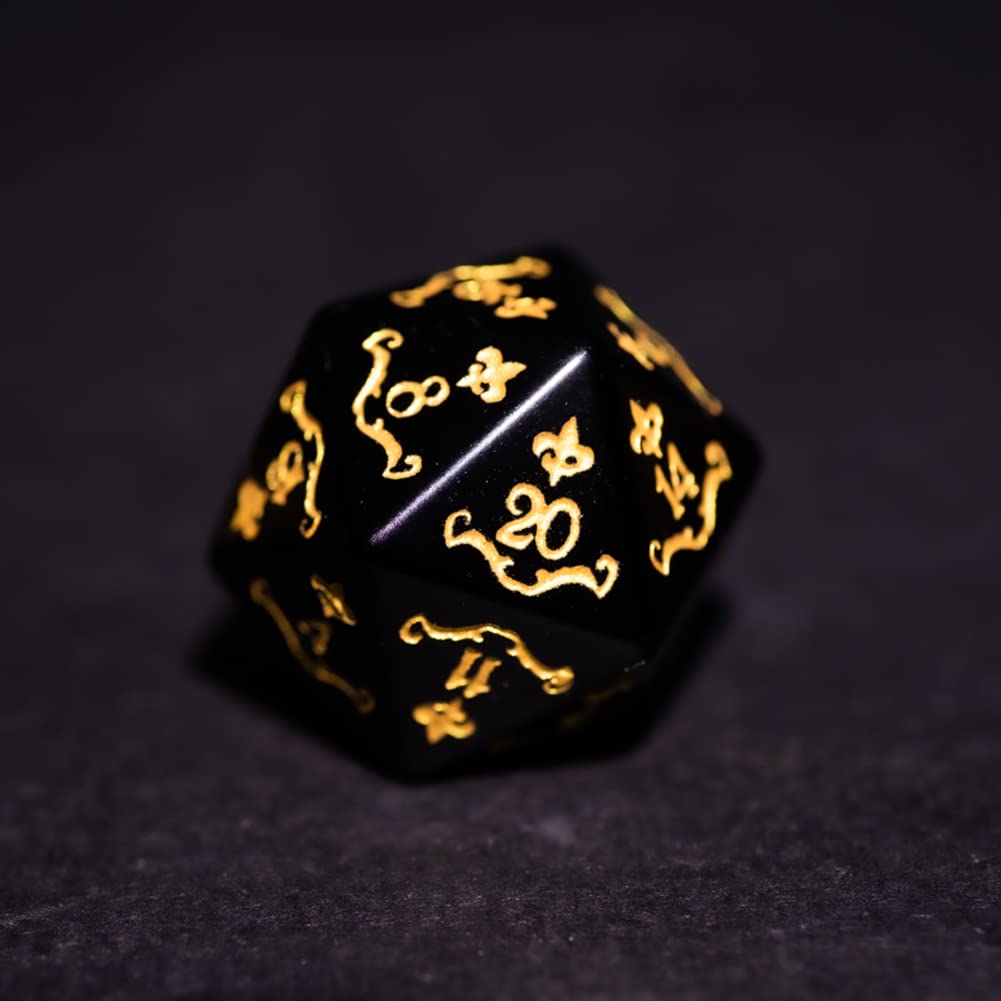 Premium Obsidian D&D Dice Set - 7-Piece Polyhedral RPG Dice for Dungeons & Dragons, Pathfinder & Tabletop Role-Playing Games | Perfect for DND Campaigns, TRPG Nights & Fantasy Gaming Sessions