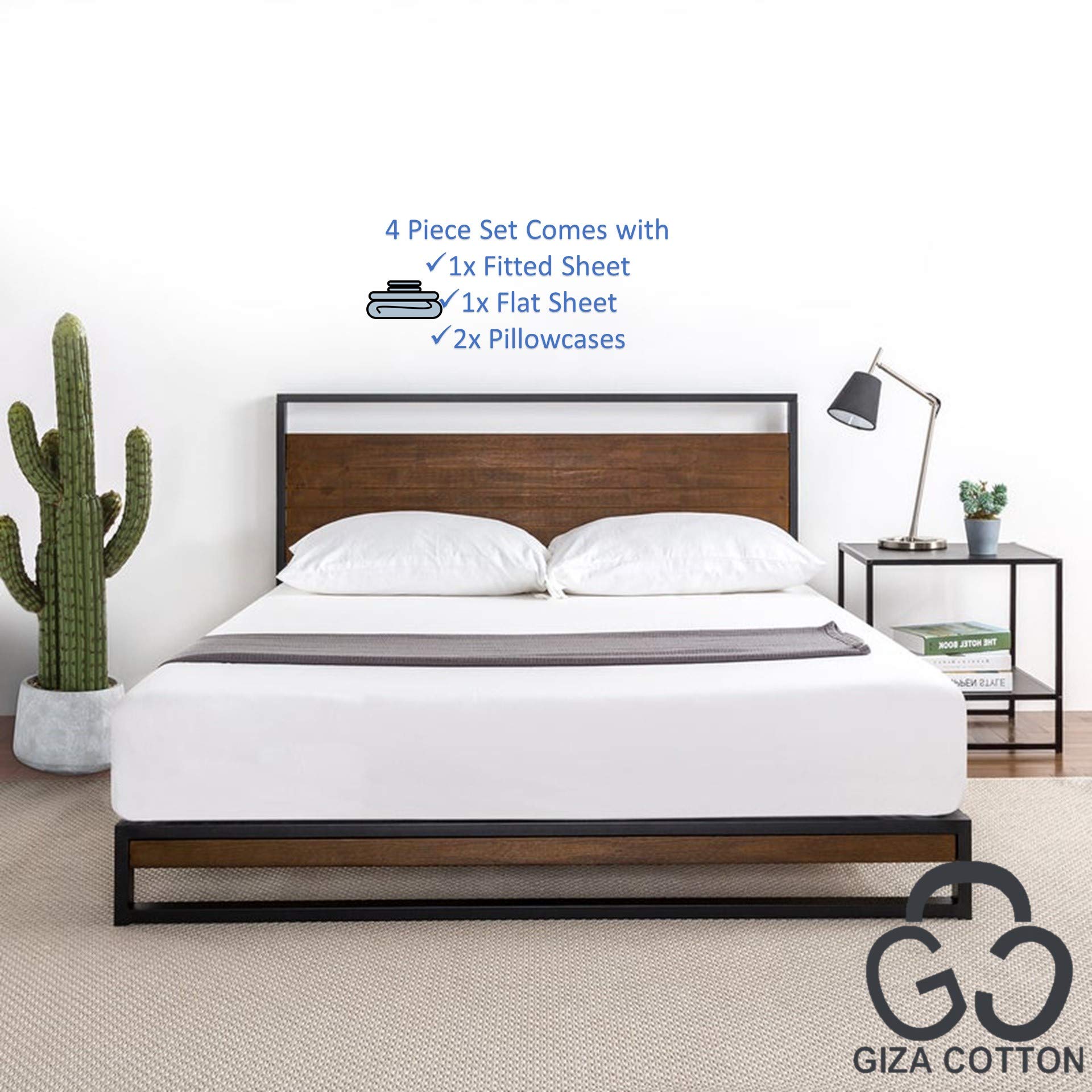 Premium 100% Giza Egyptian Cotton Sheets Set [4-Piece] - 16