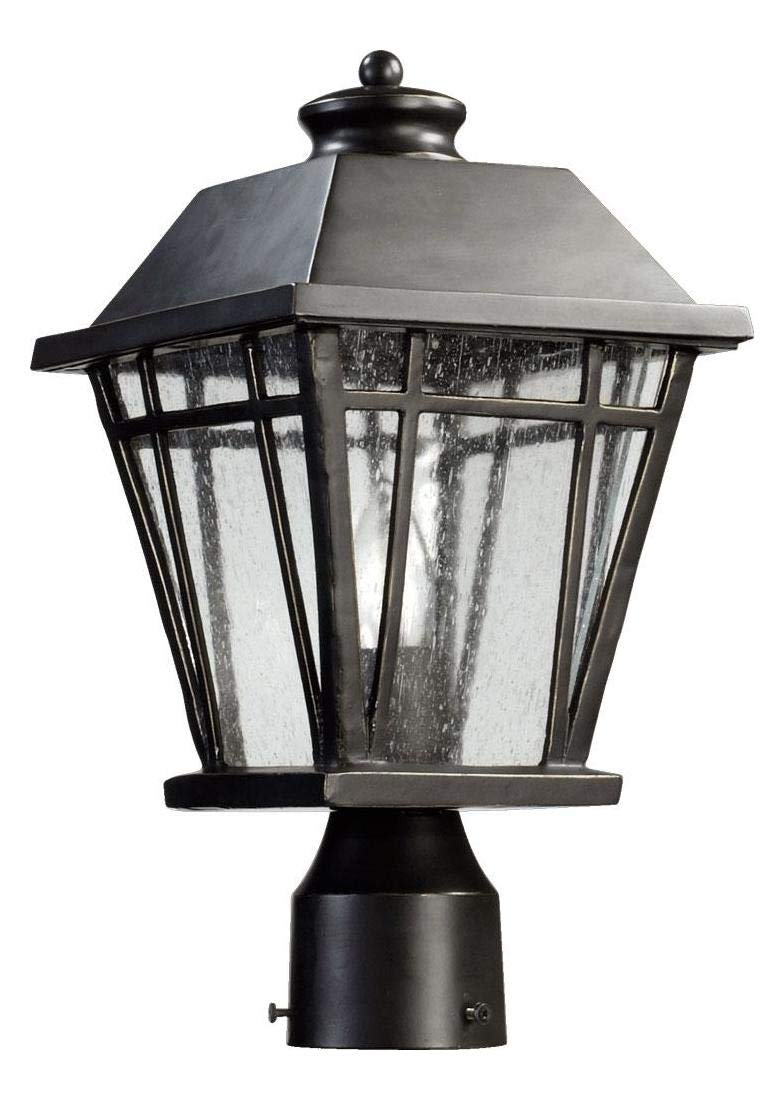 Vintage Clear Seeded Glass Post Light Fixture - Old World Style Outdoor Wall Sconce for Porch, Garden & Patio Lighting