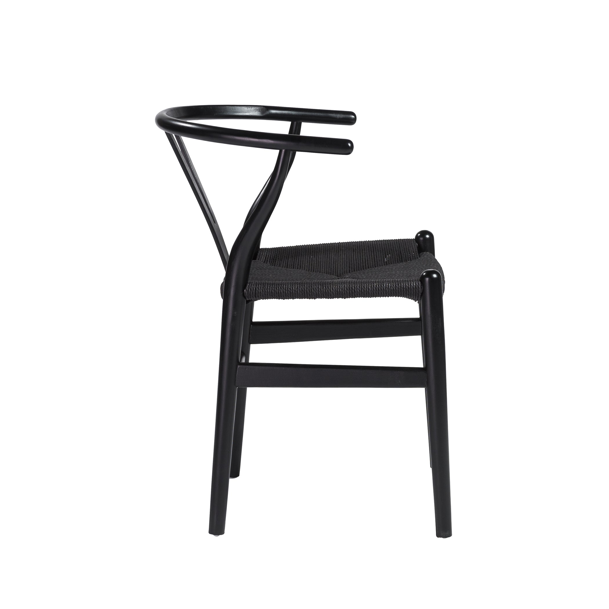 Evelina Side Chairs Set of 2 - Black Stained Wood Frame with Natural Rush Seat - Perfect for Dining Room, Kitchen or Breakfast Nook