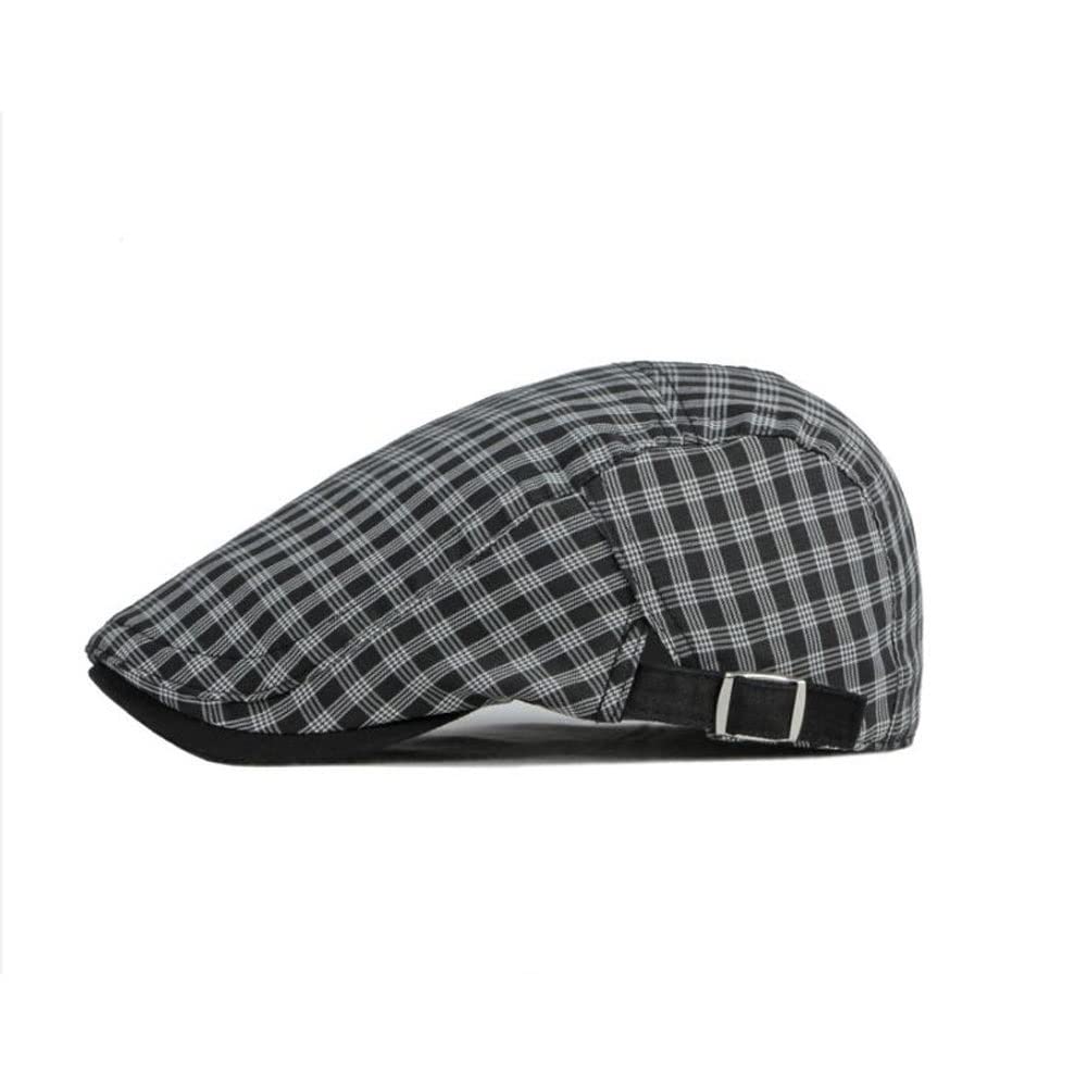 Stylish Unisex Plaid Cotton Flat Cap - Adjustable Summer & Spring Sun Hat for Men & Women (55-60cm) - Perfect for Outdoor Activities, Travel, and Casual Wear