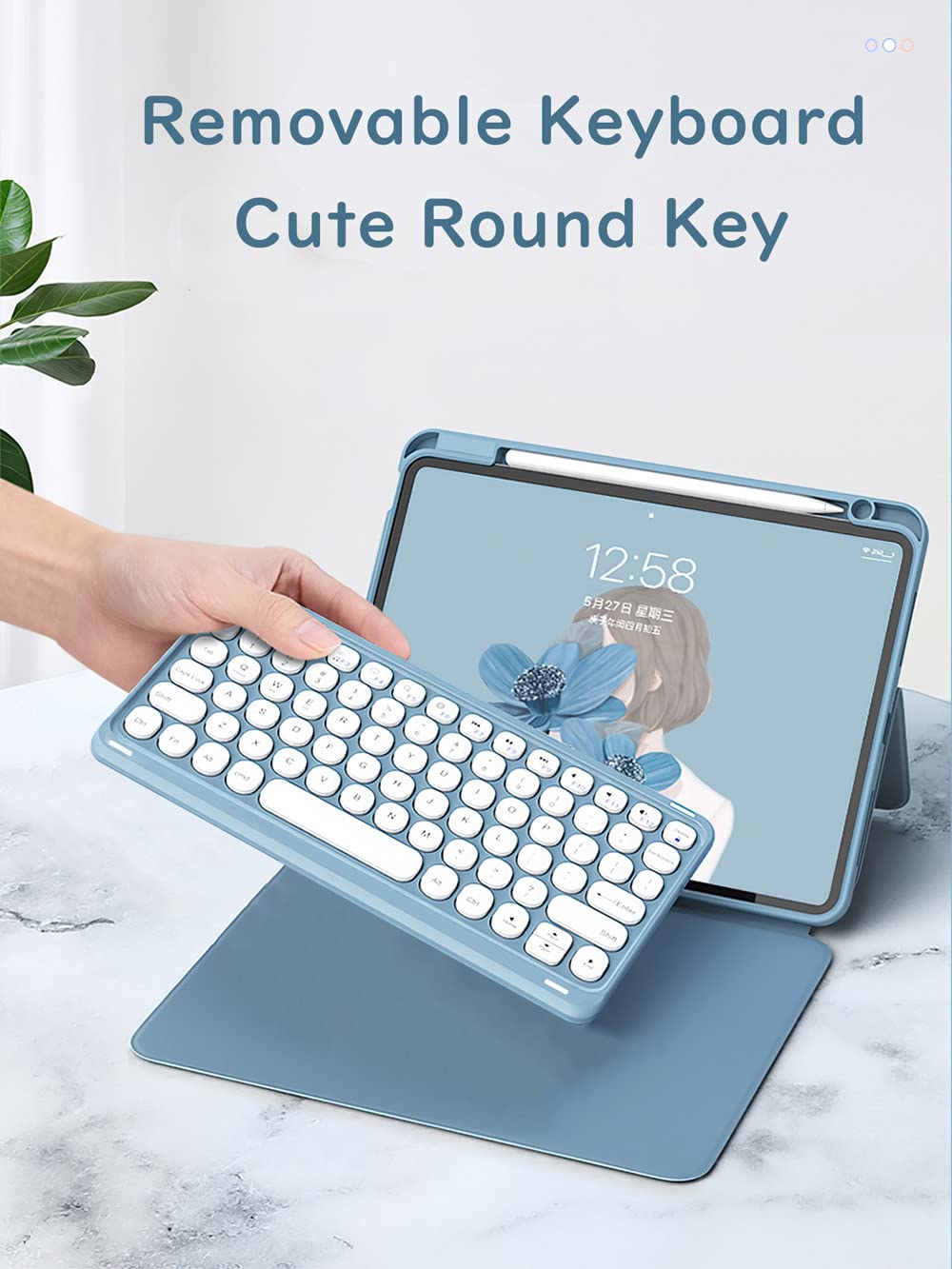 Magnetic Keyboard Case for iPad Air 11-inch M2 & iPad Pro 11 (4th/3rd/2nd Gen) - Dark Green Protective Cover with Round Keys | Perfect for Work, Travel & Home Office Use