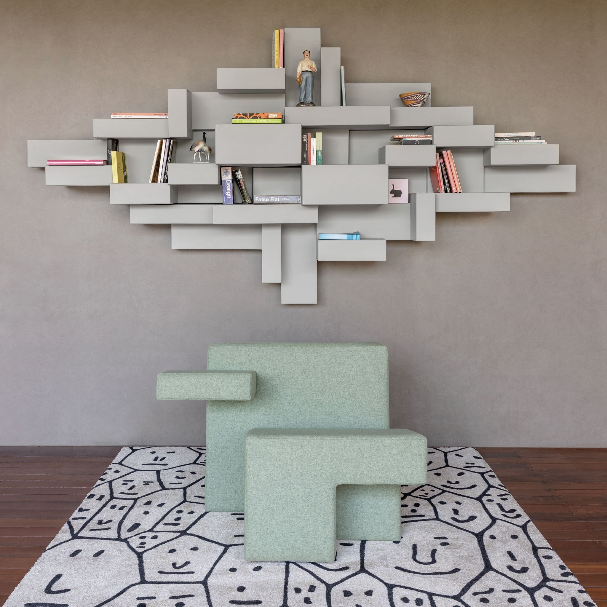 Qeeboo Primitive Bookshelf - Modern Wooden Bookcase for Home & Office - Perfect for Living Room, Bedroom, and Study Room Organization