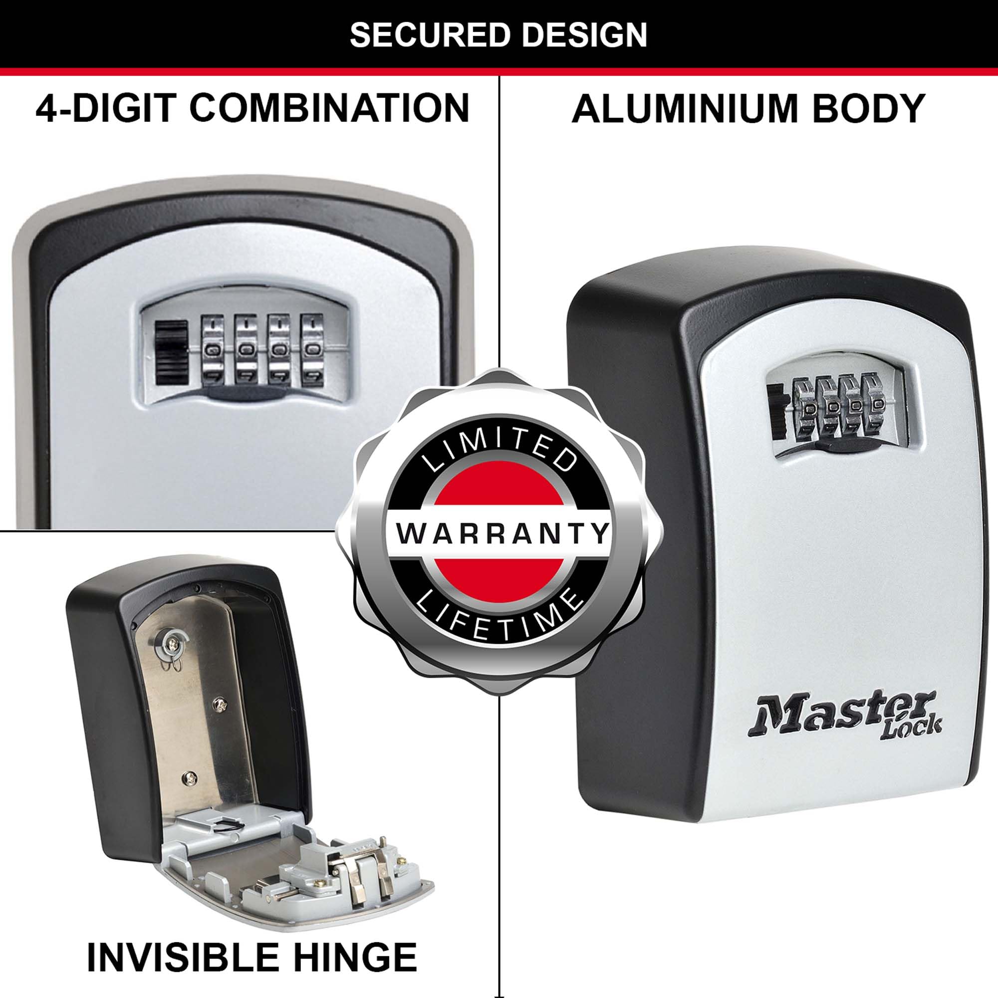 Master Lock 5403EURD Extra Large Wall Mount Key Safe Box - Secure Storage for Home, Office & Outdoor Use
