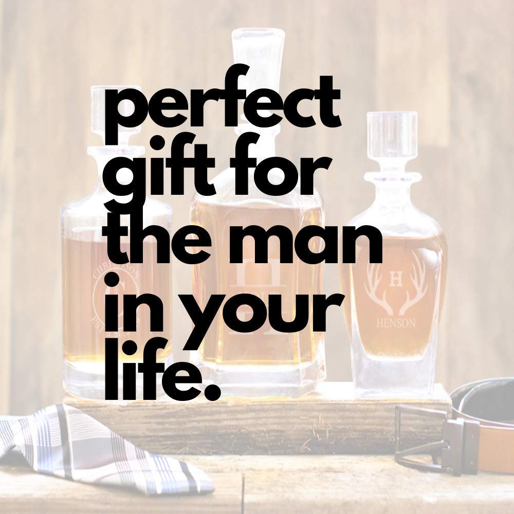 Custom Engraved Whiskey Decanter Set with 2 Glasses - Personalized Gifts for Men - Perfect for Home Bars & Special Occasions