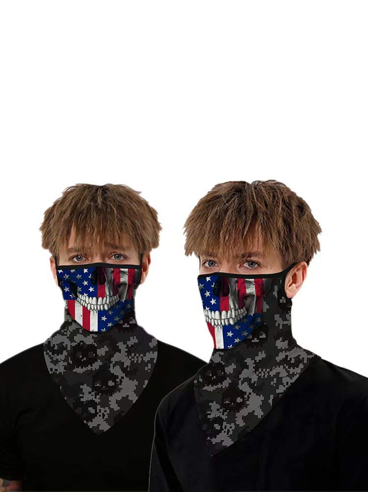 Breathable Face Scarf Bandana with Ear Loops - UV Protection Balaclava for Men & Women - Dust & Windproof Motorcycle Neck Gaiter Mask for Outdoor Sports, Cycling, Hiking & Motorcycle Riding