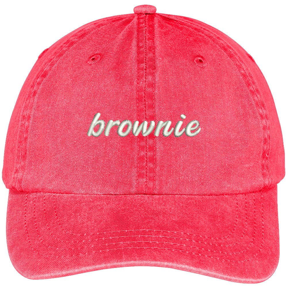Trendy Brownie Embroidered Washed Cotton Adjustable Baseball Cap for Men & Women - Perfect for Outdoor Activities, Sports & Casual Wear