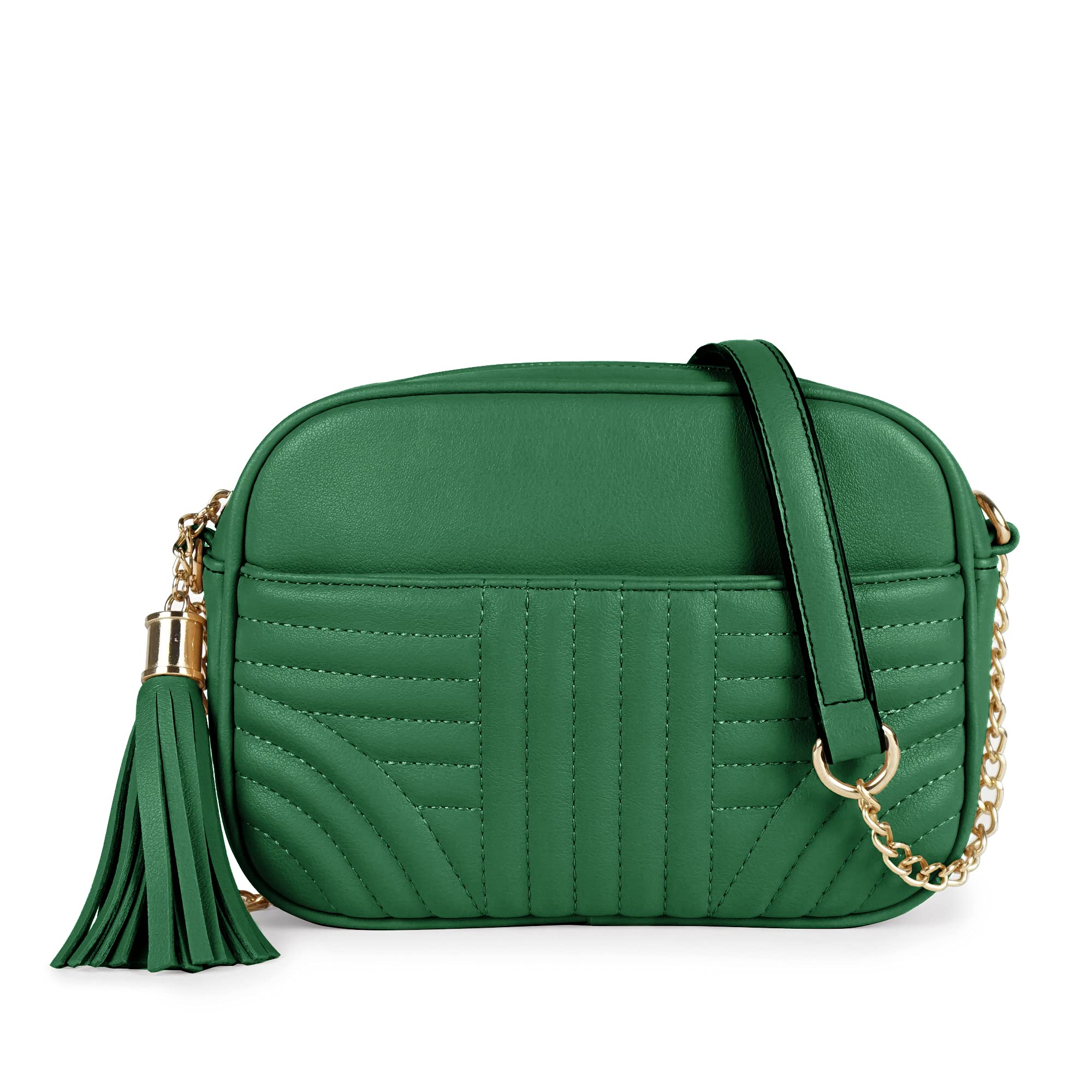 EVVE Quilted Crossbody Bag for Women - Stylish Tassel Camera Purse for Travel & Daily Use