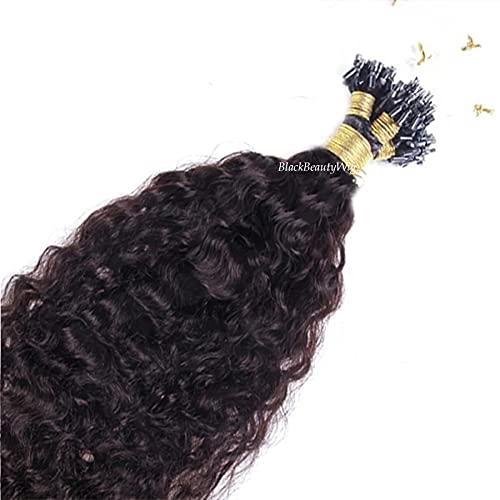 Brazilian Water Wave Human Hair Extensions - 100g 14inch 100 Strands Curly Micro Loop Ring Pre-Bonded Remy Hair with Micro Beads (Dark Brown #4) - Perfect for Daily Wear, Parties & Special Occasions