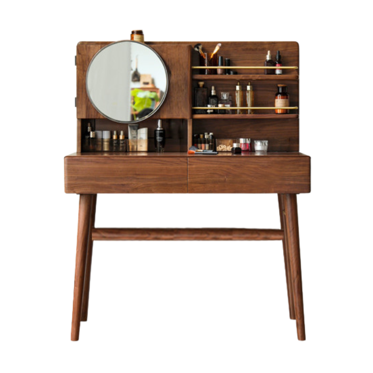 43.3х19.9х50.4 inch / 110х50.5х128 cm / Rich Dark Walnut color / Crescent makeup table