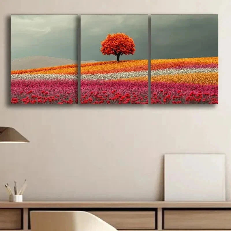 3-Piece Large Field of Roses Wall Art Set - Framed Canvas Prints 60x90cm - High Quality Australian-Made Home Decor - Perfect for Living Room, Bedroom & Office Decoration - Ready to Hang