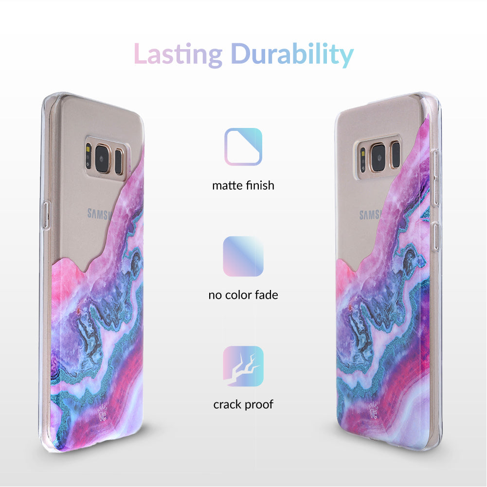 Geode Glitter Clear Samsung Phone Case - Shatterproof Protective Cover for Galaxy S21/S20/Note 20 - Sparkle Crystal Design for Women & Girls - Perfect for Daily Use, Parties & Gift Giving