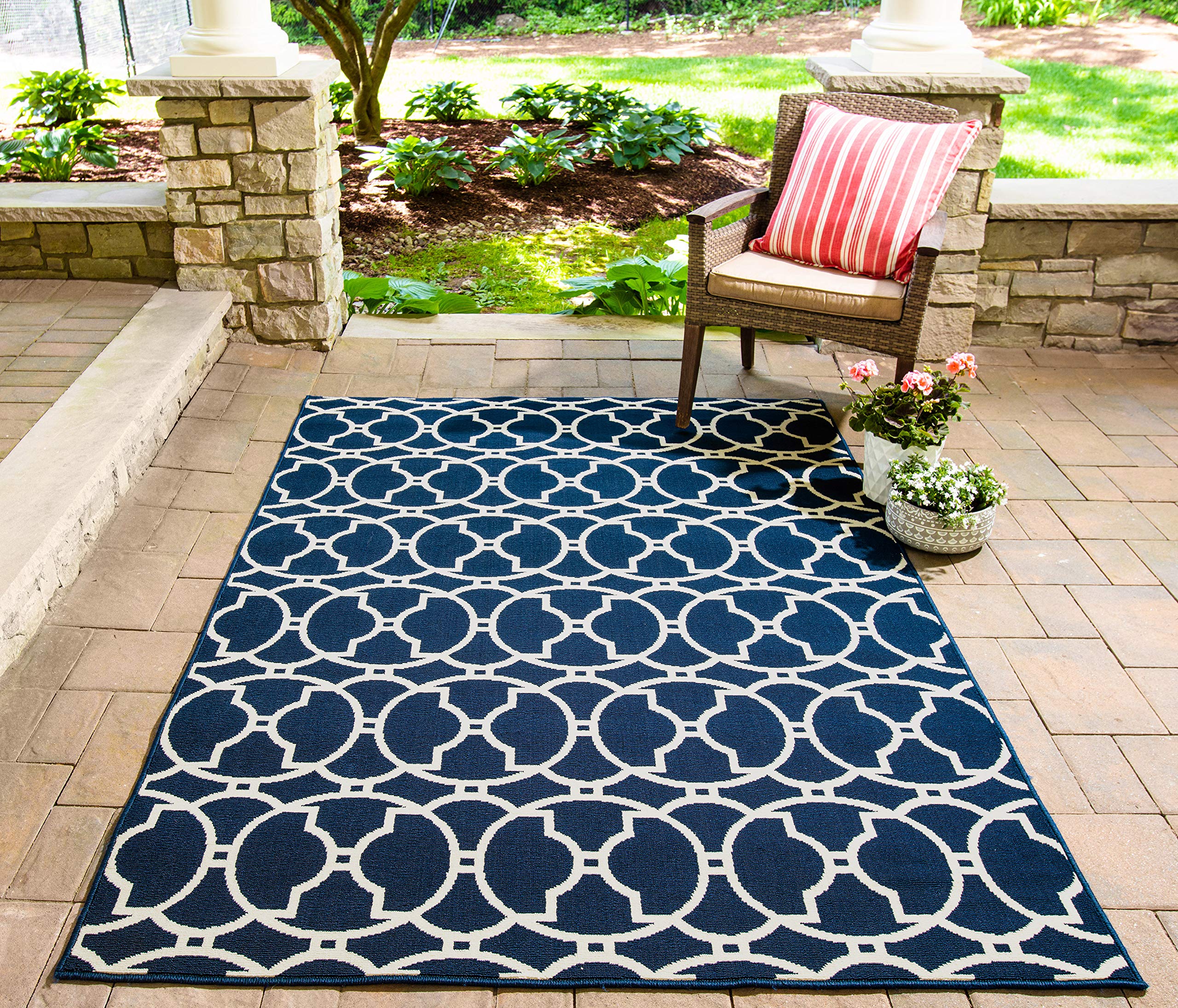 Momeni Baja Collection Contemporary Indoor Outdoor Area Rug - UV Protected Fade Resistant Easy Clean - 7'10
