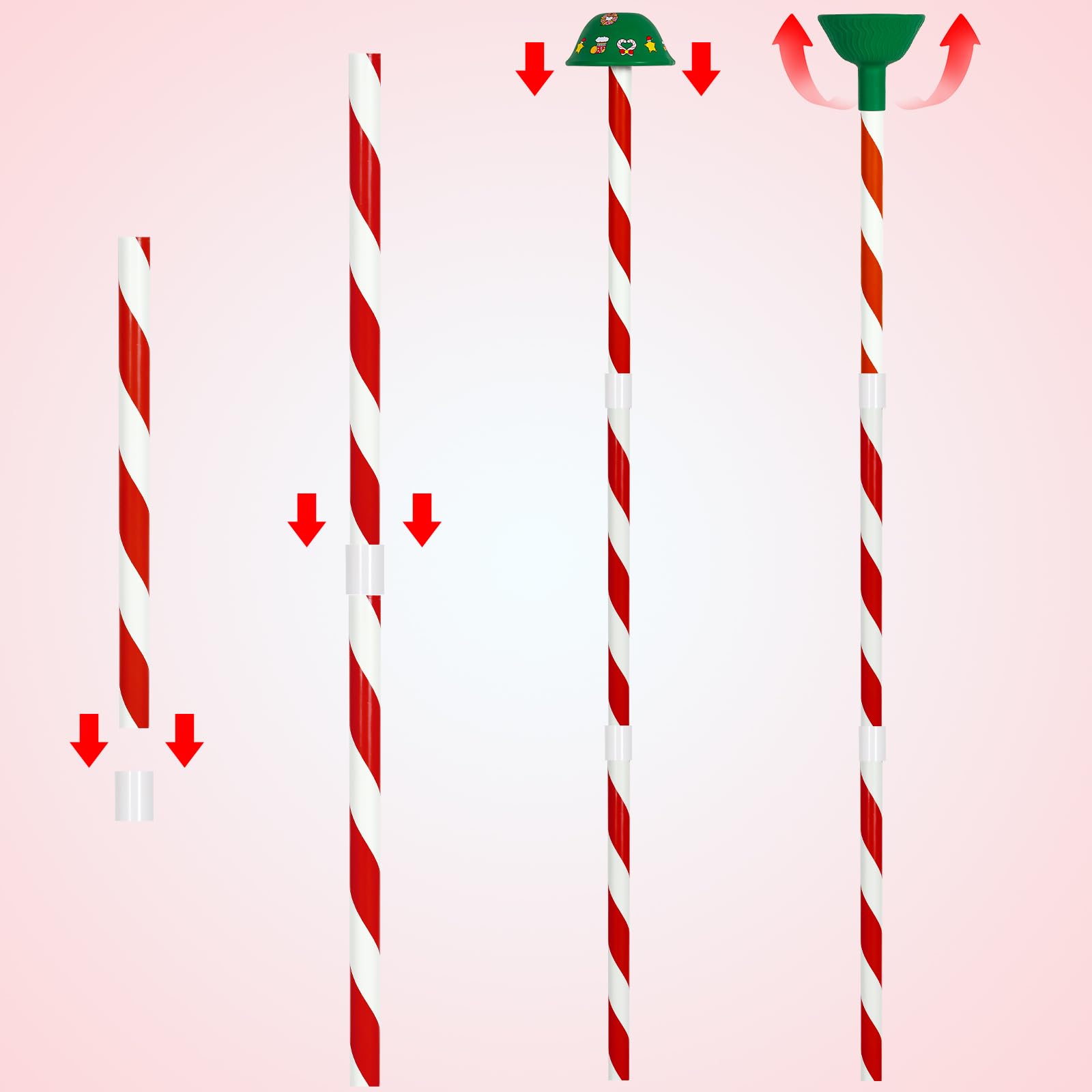 Christmas Tree Watering System with Long Funnel - 4Pcs Red & Green Xmas Tree Watering Decorations for Easy Holiday Tree Care | Perfect for Indoor Christmas Tree Maintenance & Festive Home Decor