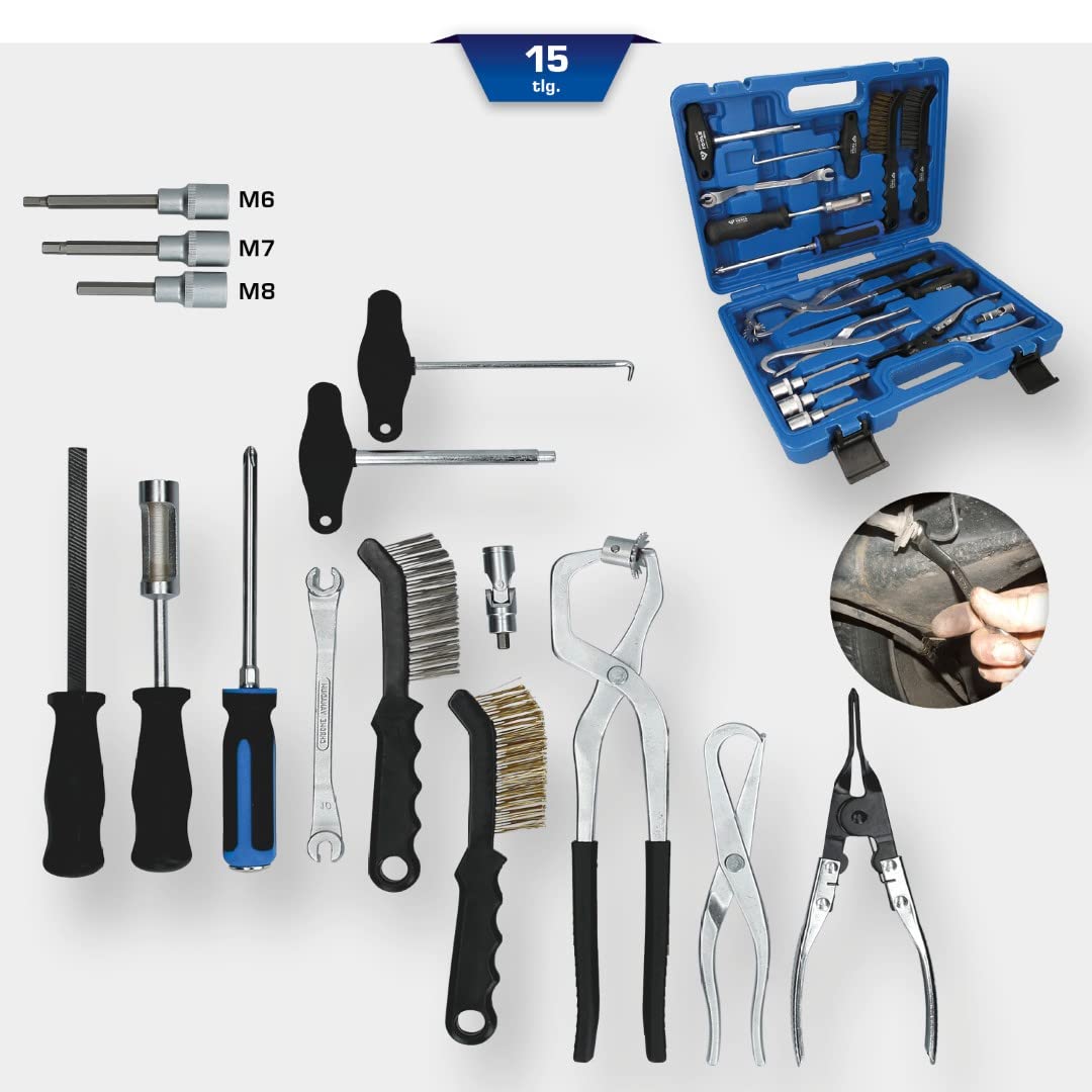 BR75W 15-Piece Universal Brake Drum and Disc Tool Set for Car & Truck Repair | Professional Brake Service Kit for Mechanics & DIY Auto Maintenance | Perfect for Garage, Workshop & Home Use
