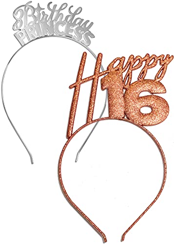 2PC Happy 16 (Rose Gold) Birthday Princess (Silver)