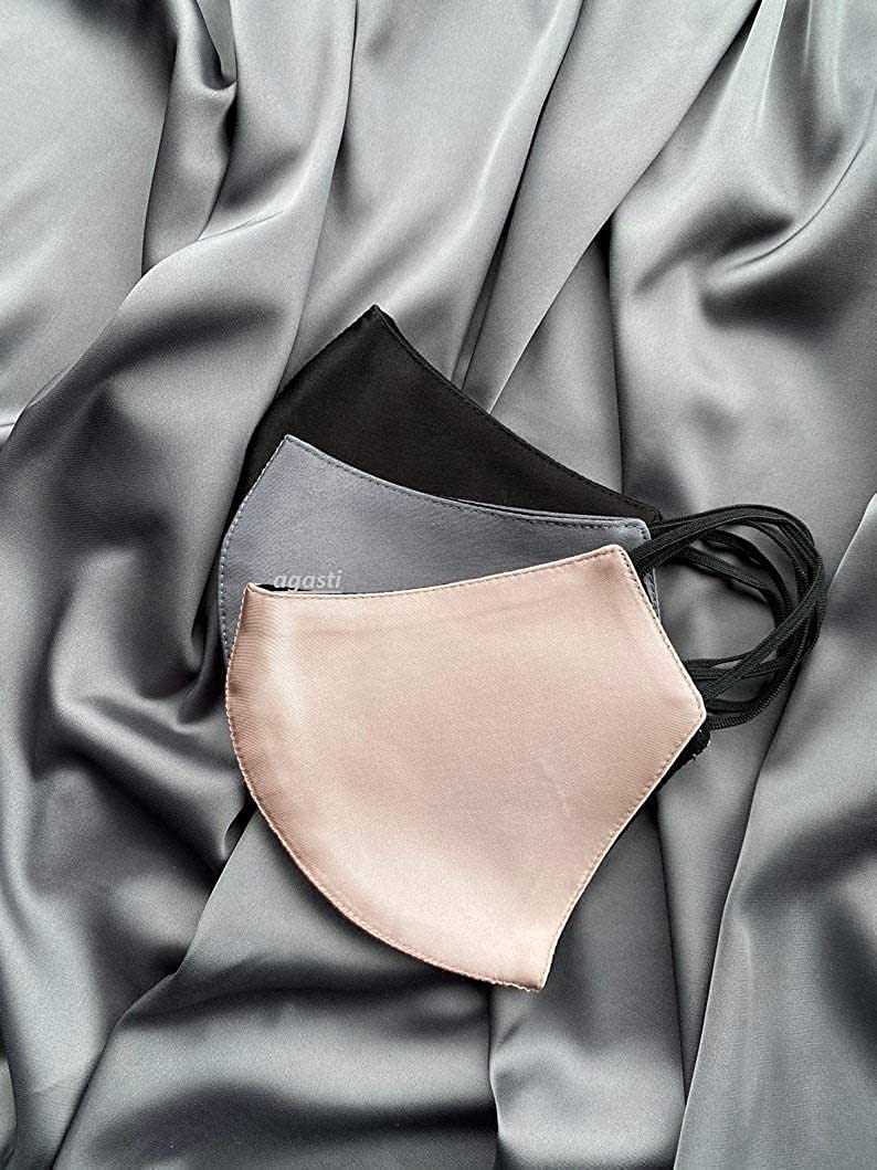 AGASTI Silk-Satin Face Mask for Women & Men - Soft Elastic Adjustable Face Cover (Pack of 3) - Perfect for Travel, Work, and Daily Protection