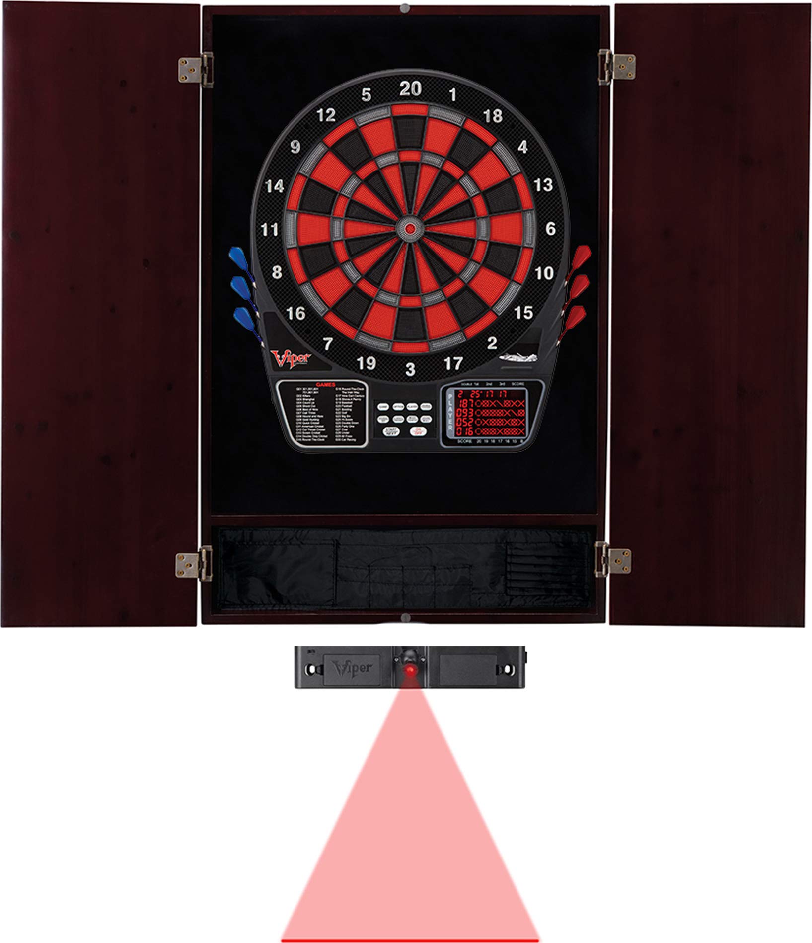 Premium Viper Metropolitan Mahogany Soft Tip Dartboard Cabinet - Regulation Size Electronic Dart Board Cabinet with Scoreboard - Perfect for Game Rooms, Bars & Home Entertainment