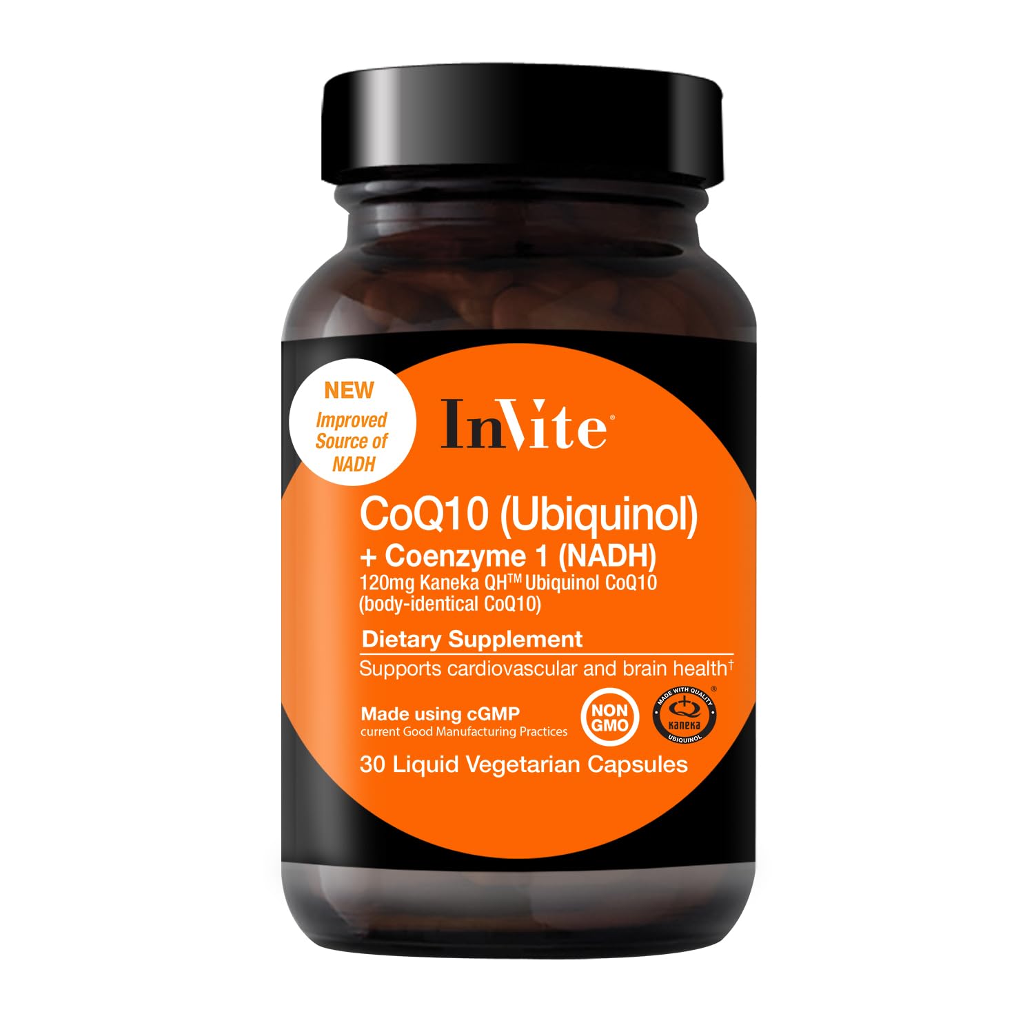 Invite Health CoQ10 (Ubiquinol) & NADH Supplement - 60 Vegetarian Capsules (2-Pack) for Heart & Brain Support with Kaneka Ubiquinol for Enhanced Absorption | Energy Booster for Active Adults & Seniors