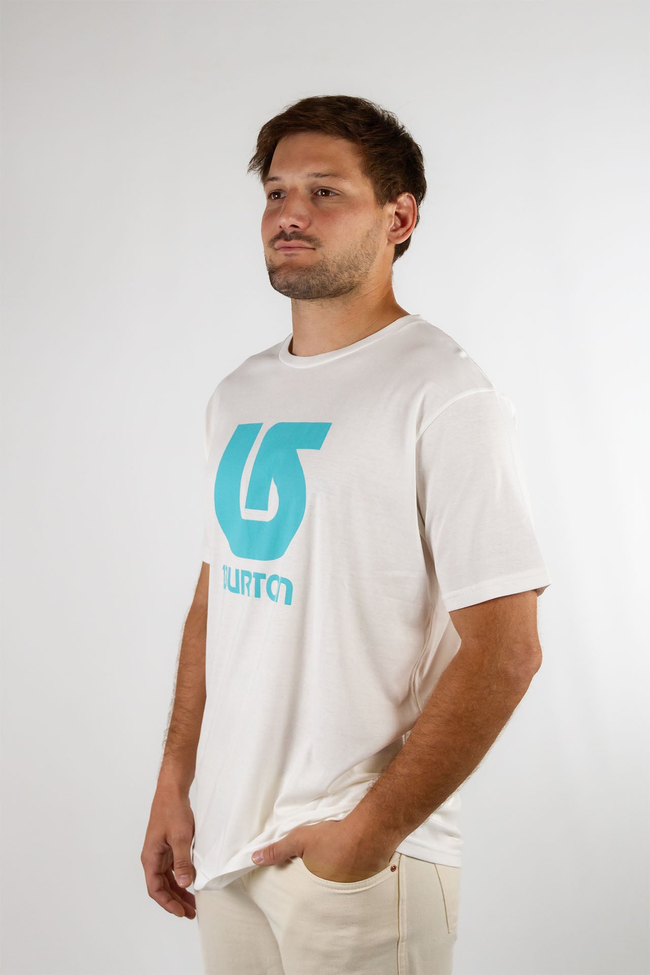 Burton H Vertical White Blue T-Shirt - Men's Casual Short Sleeve Tee for Everyday Wear & Street Style