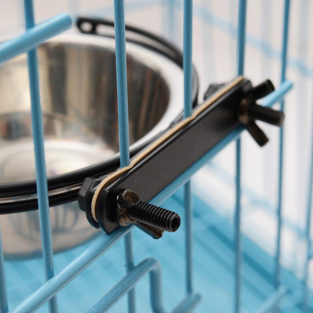 STOBOK Stainless Steel Hanging Pet Bowls - 600ml Large Feeder Dishes for Dogs, Cats, Birds & Parrots - Durable Cage Kennel Crate Food & Water Bowls (Silver) - Perfect for Travel, Camping & Home Use