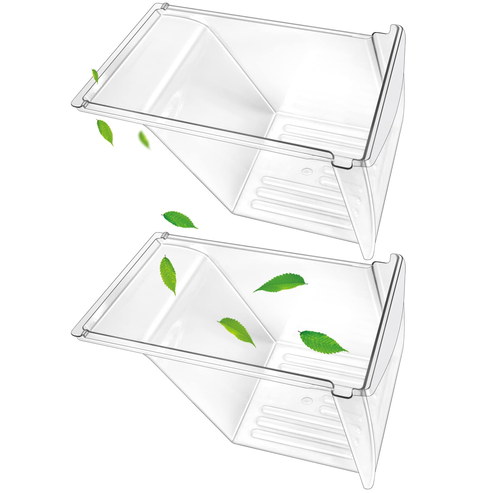 Upgraded 2-Pack Refrigerator Crisper Drawers Bins - Compatible with Frigidaire & Kenmore Models (Replacement for 240337100, AP2115741, 240323007) - Food-Grade Plastic - Perfect for Fresh Produce Storage in Your Fridge