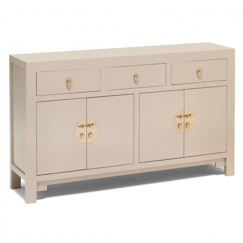 Golden Dragon Oriental Painted Solid Wood Grey Large Sideboard Buffet Cabinet 160x40x85cm - Traditional Asian Style Storage for Dining Room, Living Room & Entryway