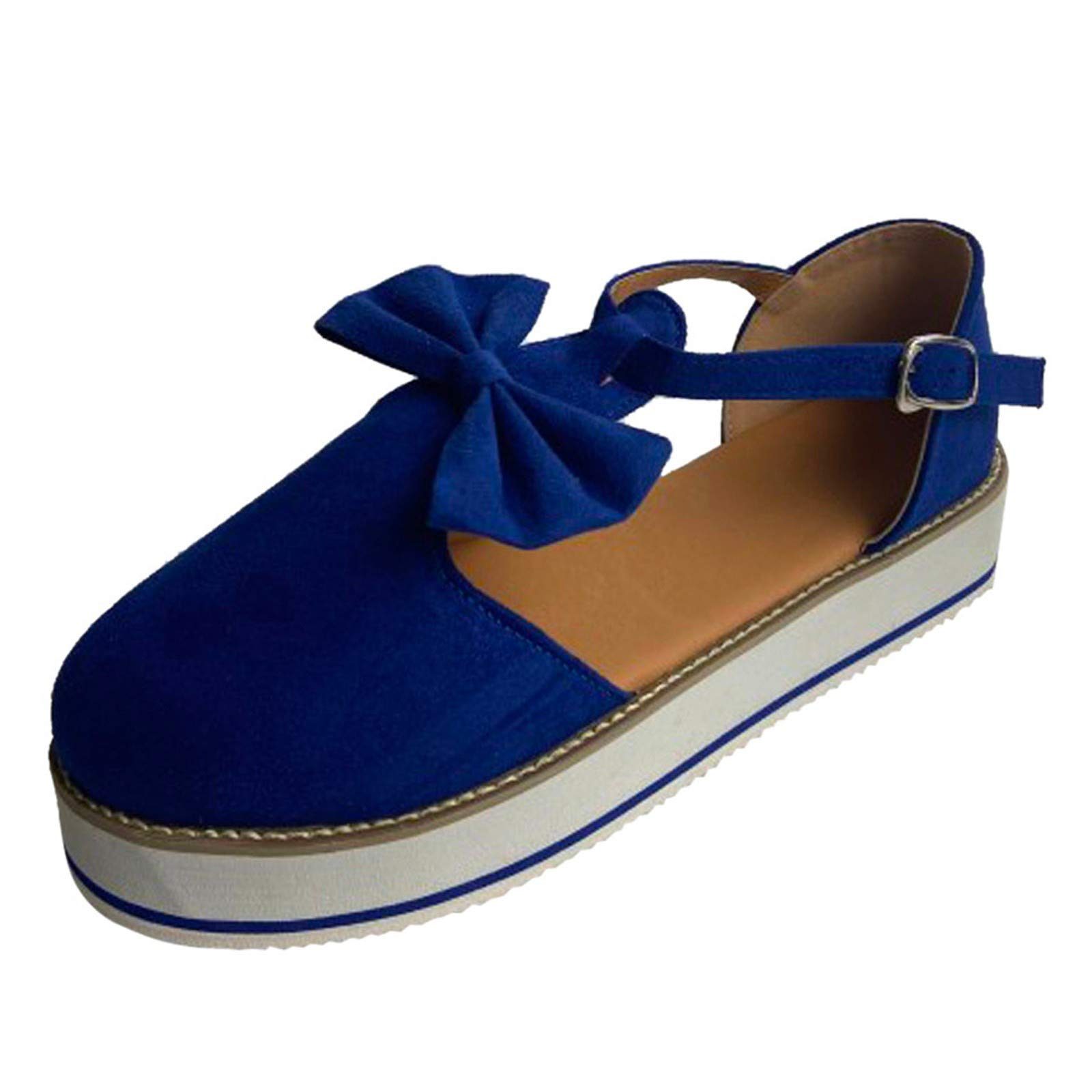 Women's Breathable Buckle Flat Shoes - Comfortable Round Toe Pumps with Bow Detail | Slip-On Loafers for Casual Wear, Office & Daily Outfits