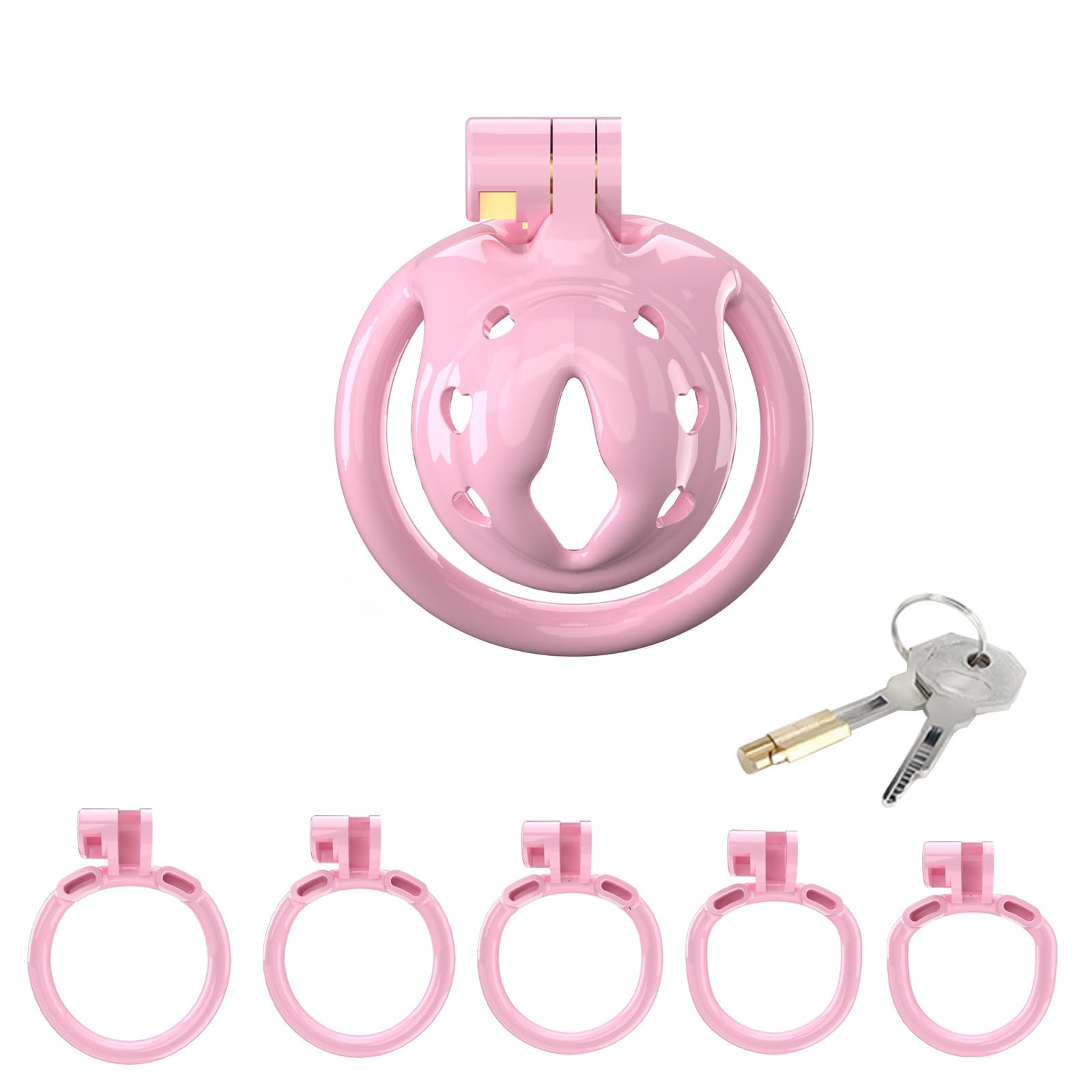 Small Pink Chastity Cage for Men - BDSM Lockable Plastic Penis Cage Device - Sissy Training Sex Toy for Couples (Pink, WX-A) - Perfect for Roleplay, Power Exchange & Intimate Bonding