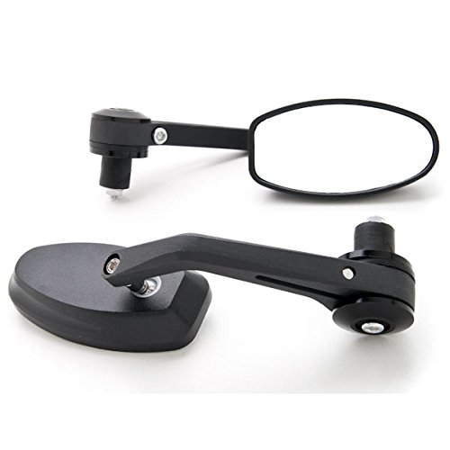 Krator Black Bar End Rear View Mirrors - 7/8